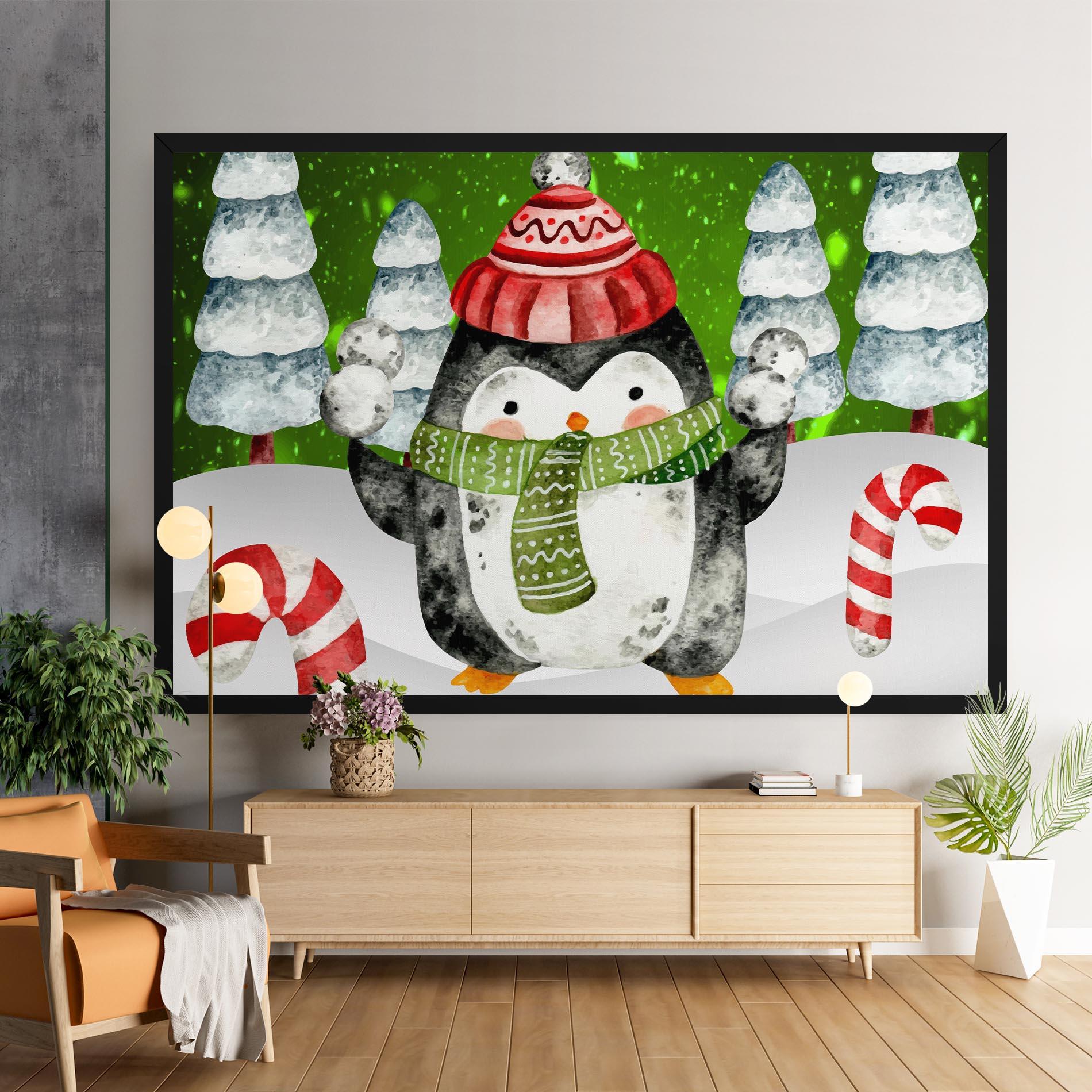 Leinwandbild Green Pinguin mockup 9
