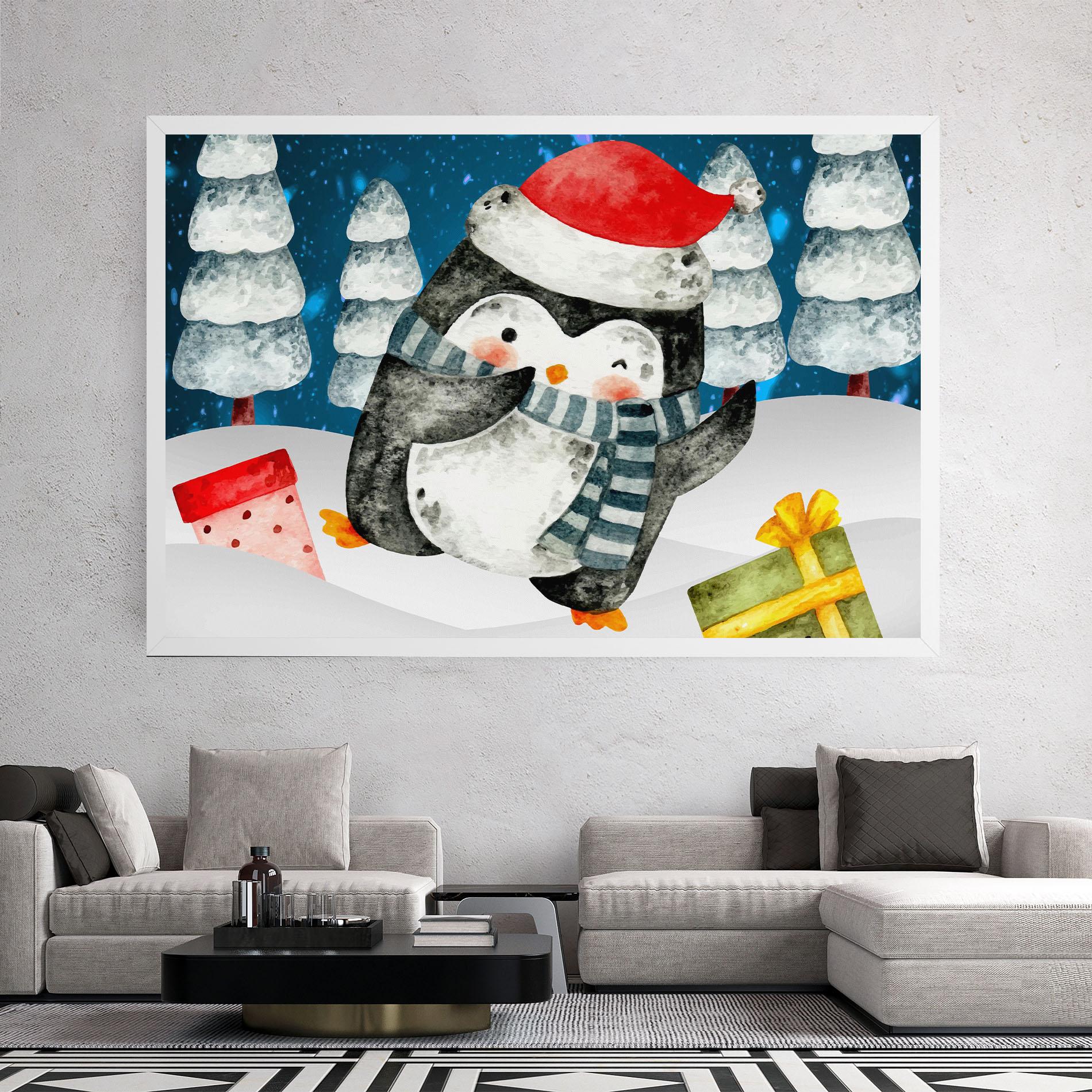 Leinwandbild Blue Pinguin mockup 2