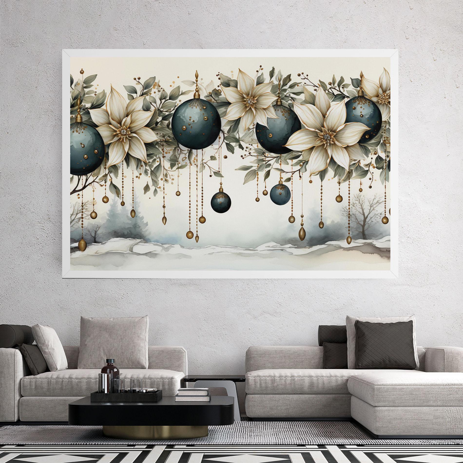 Leinwandbild Christmas Flowers Art mockup 2