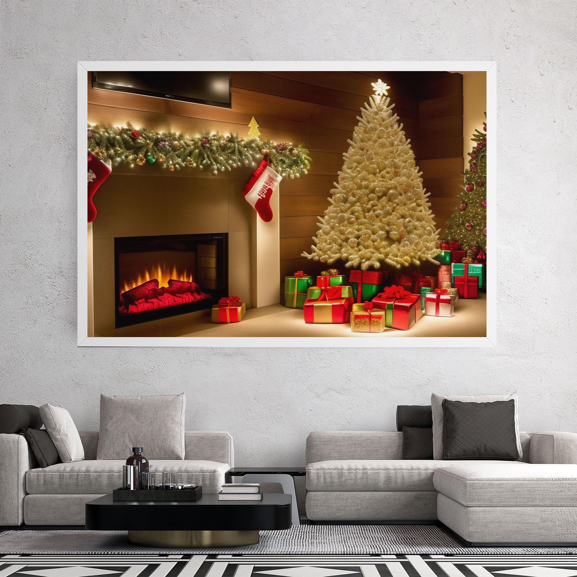 Leinwandbild Decorated Christmas Tree mockup 2