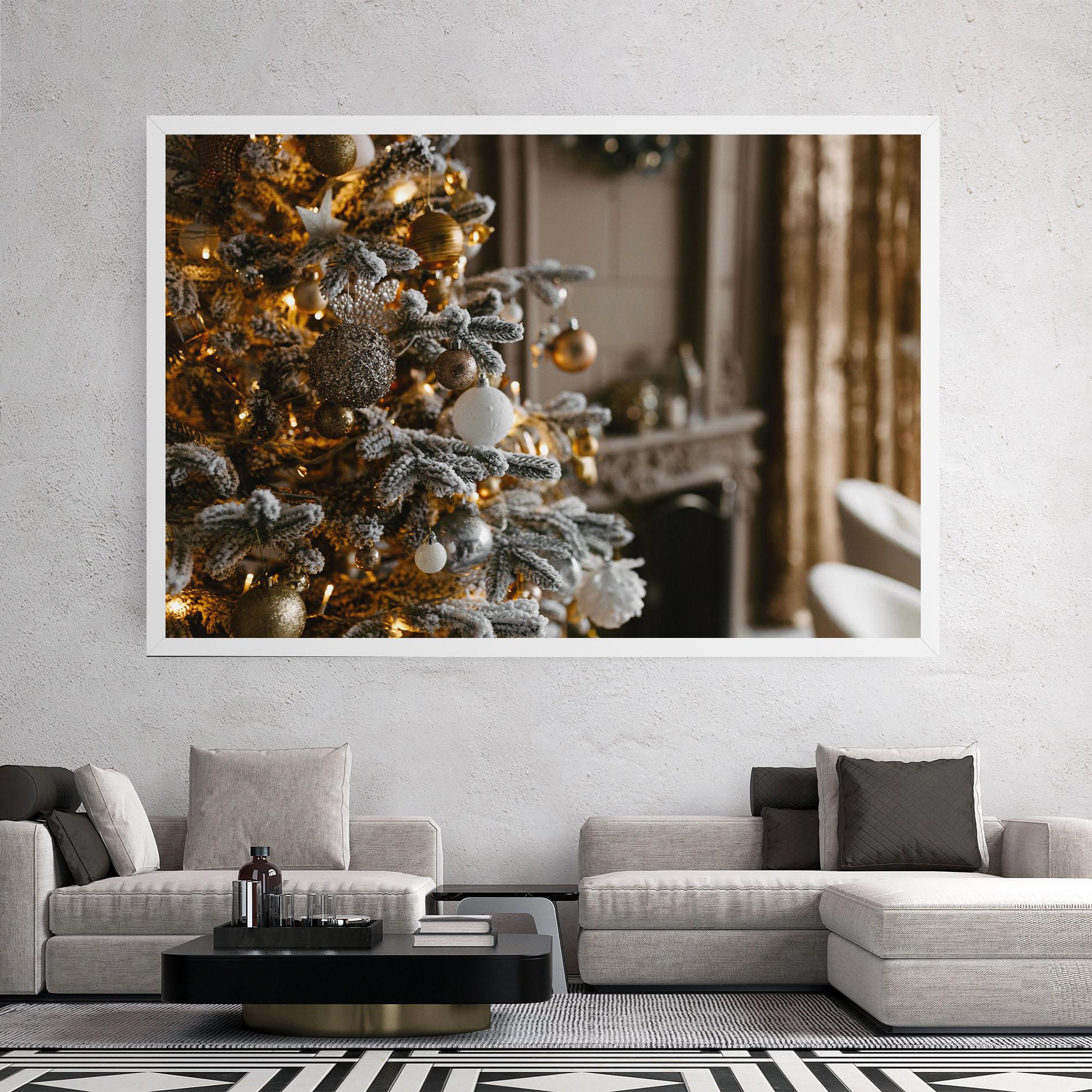 Leinwandbild Gold Christmas Decorations mockup 2