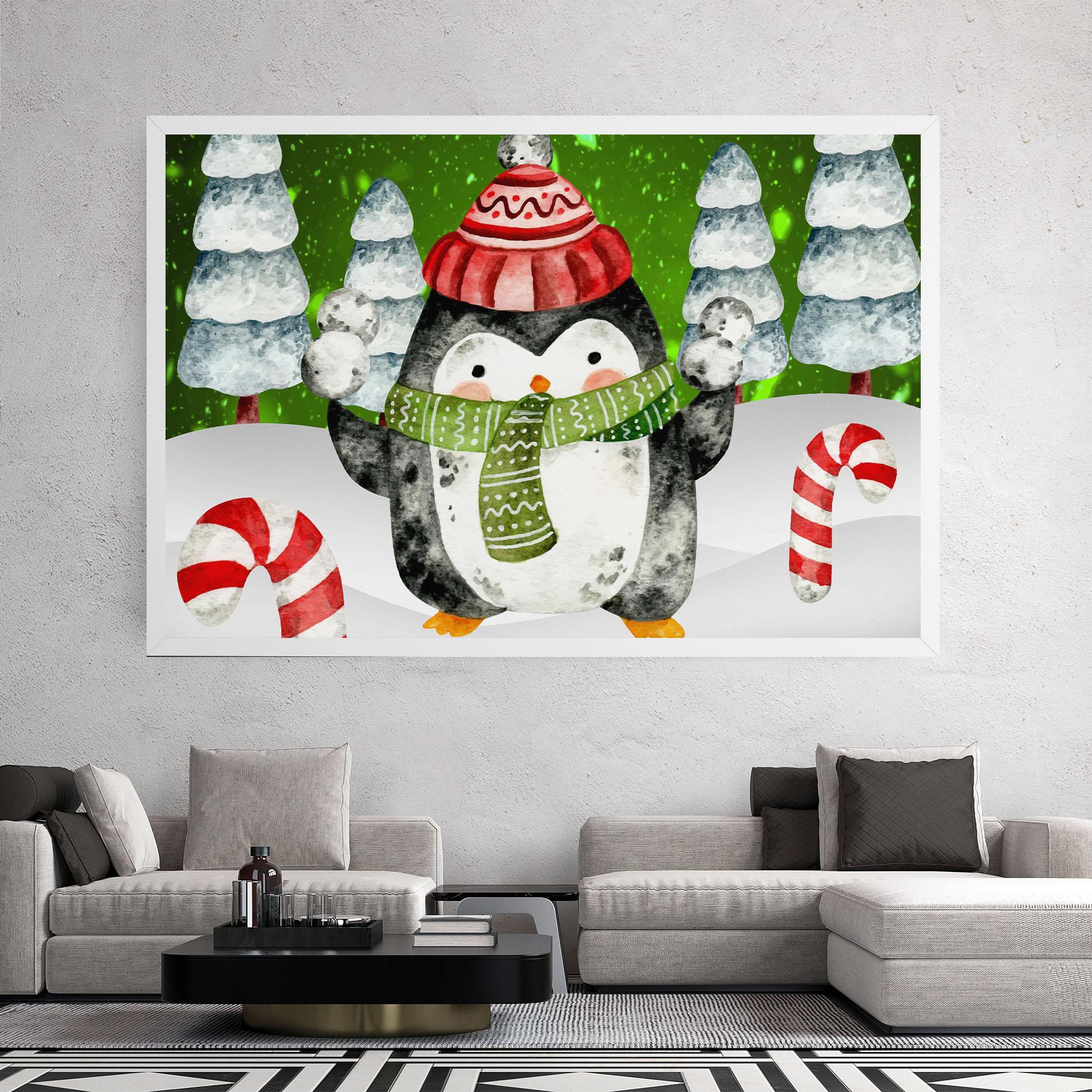 Leinwandbild Green Pinguin mockup 2