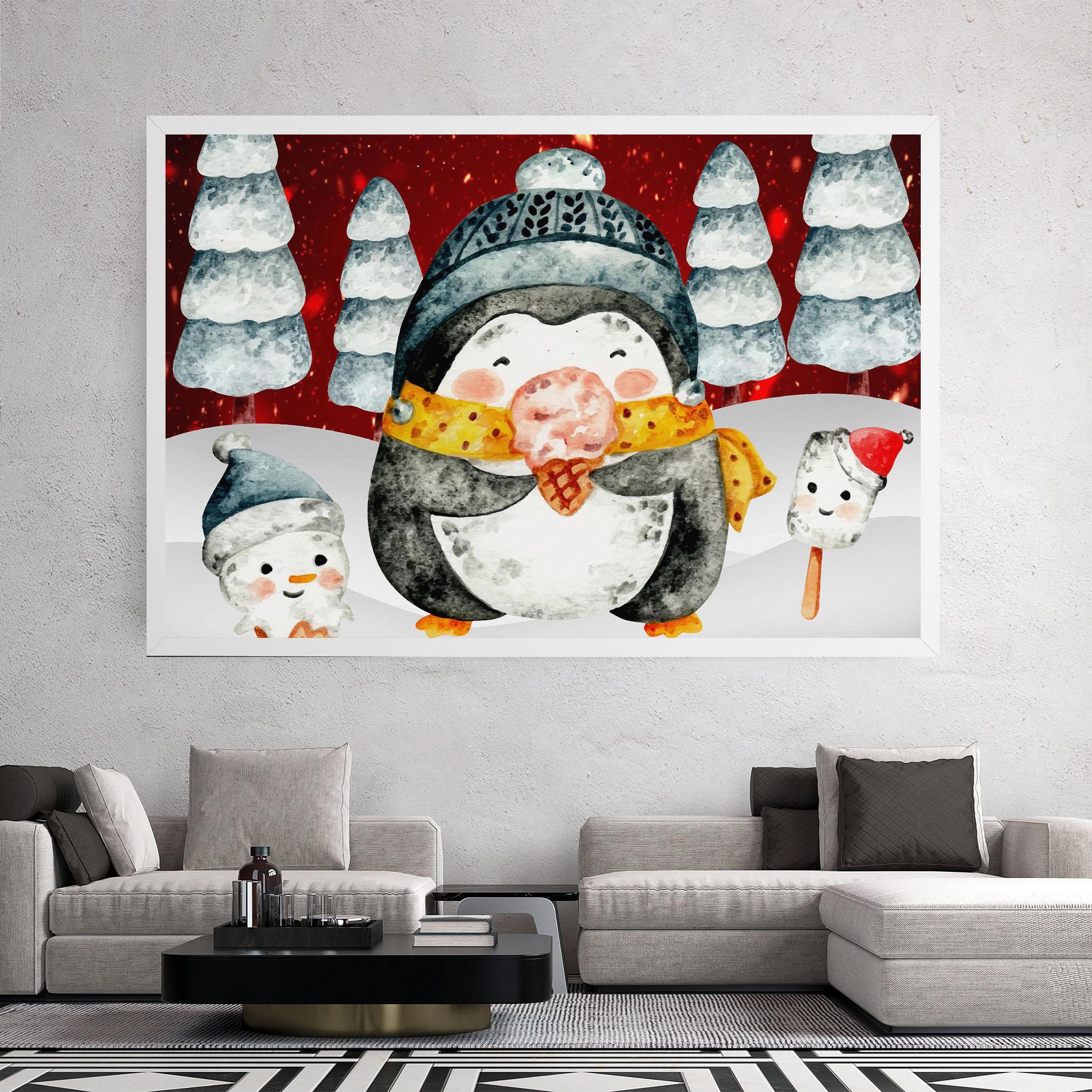 Leinwandbild Yellow Pinguin mockup 2