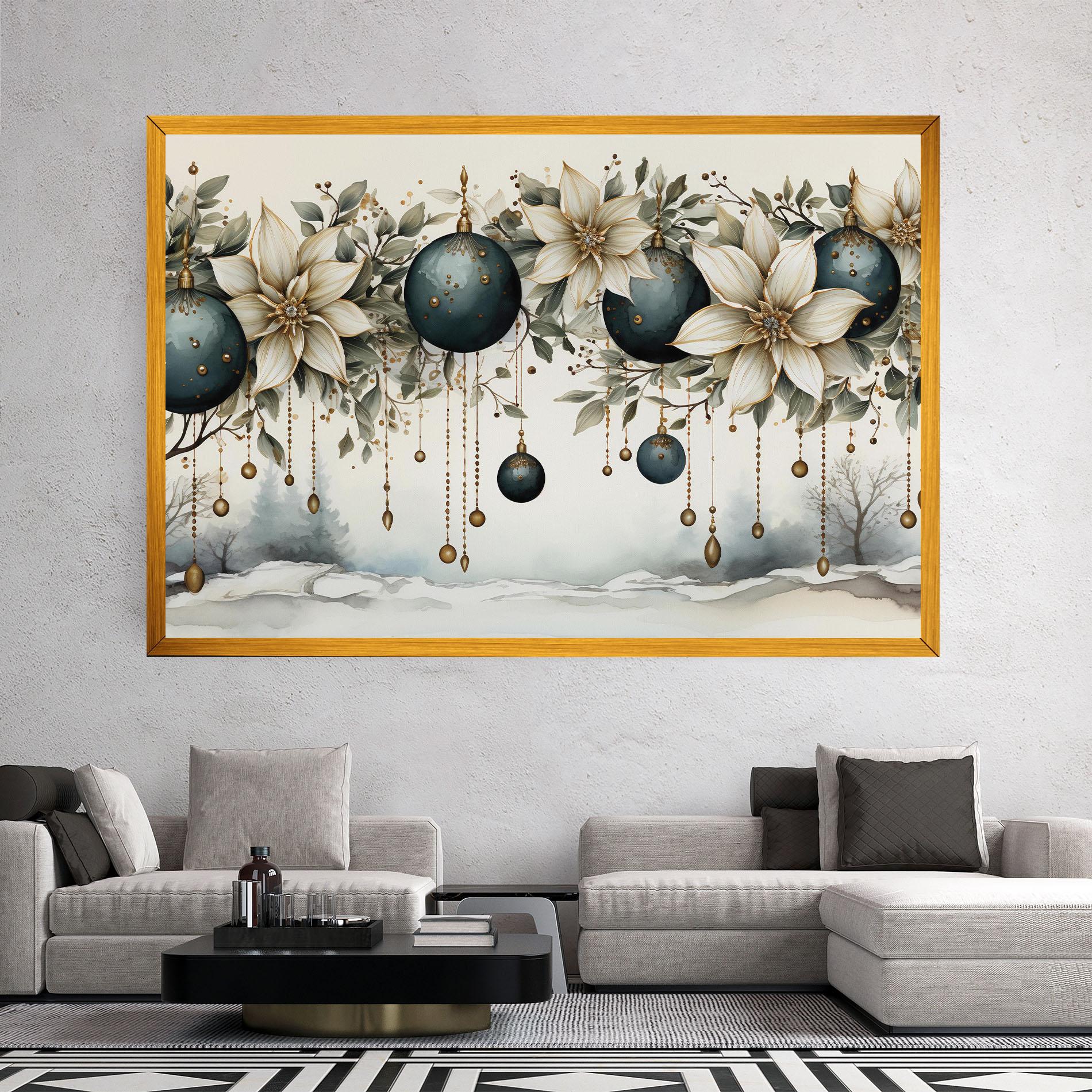 Leinwandbild Christmas Flowers Art mockup 2