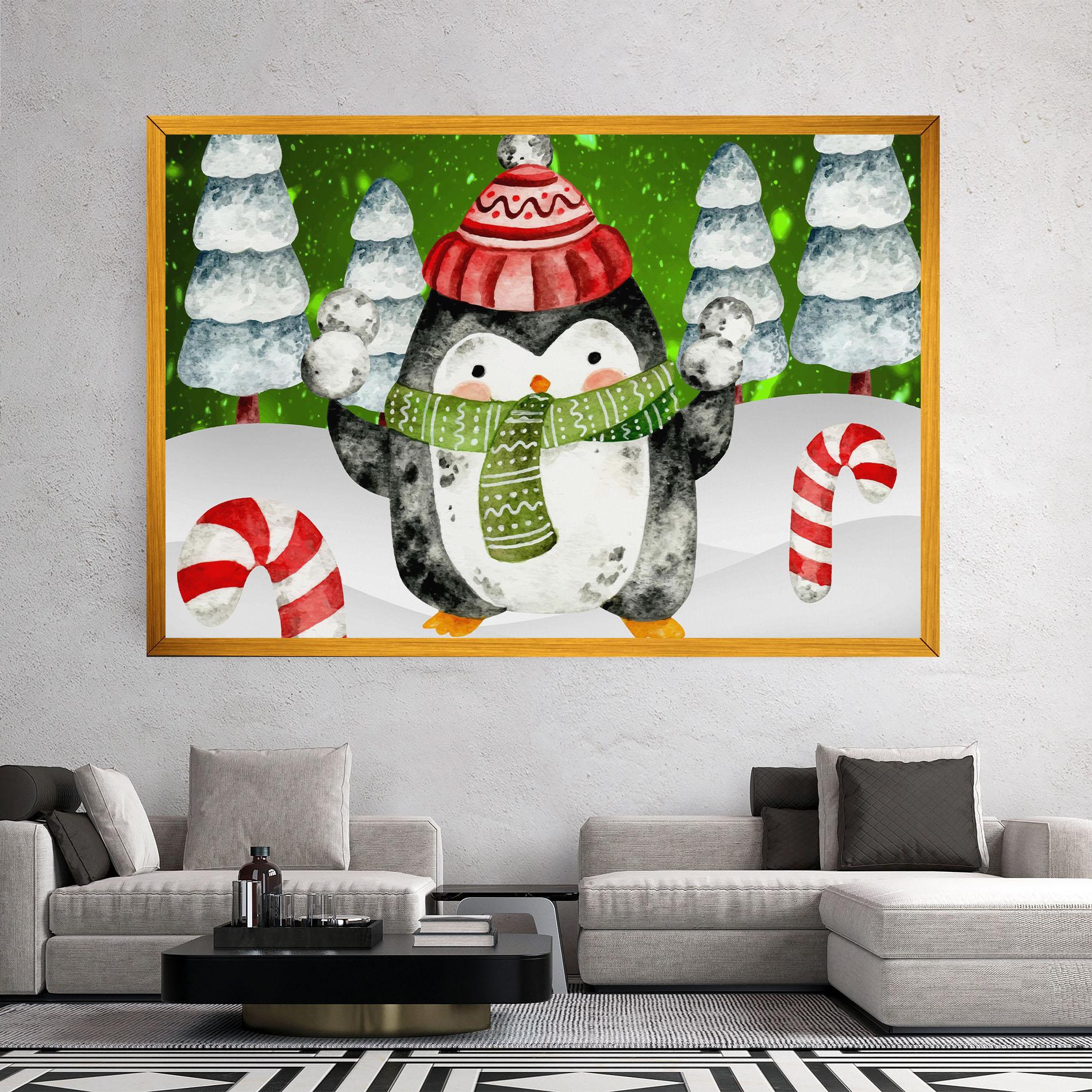 Leinwandbild Green Pinguin mockup 2