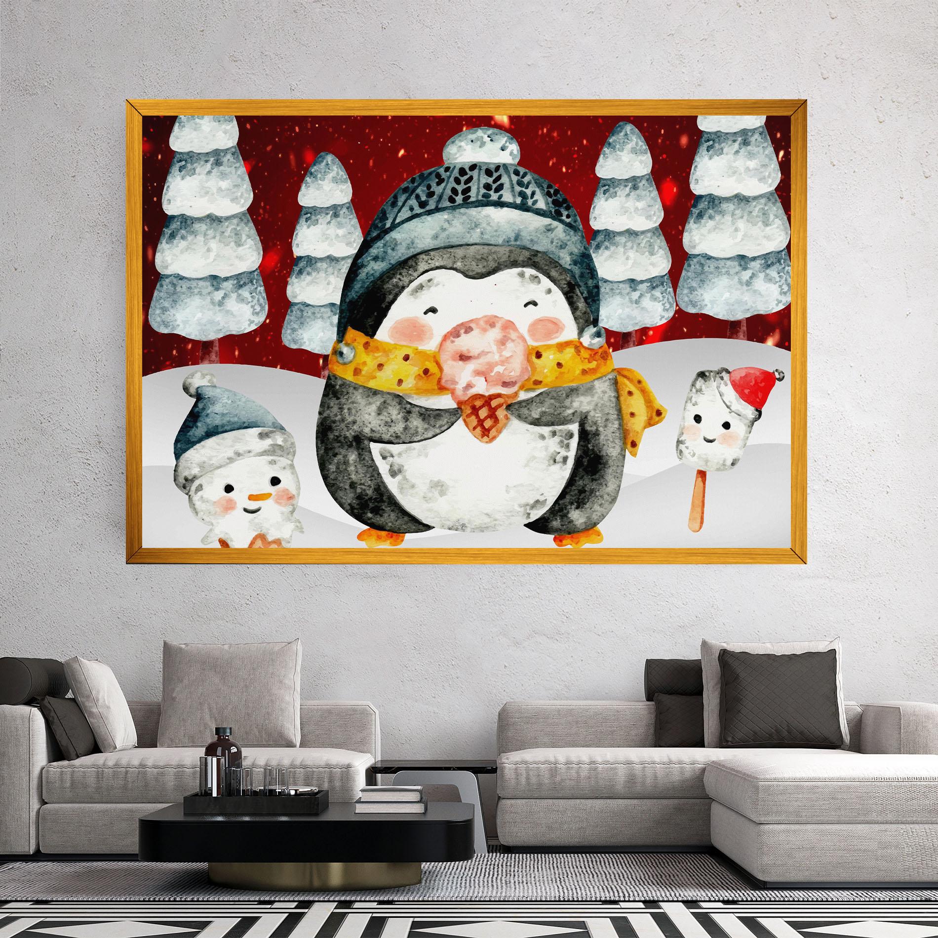 Leinwandbild Yellow Pinguin mockup 2