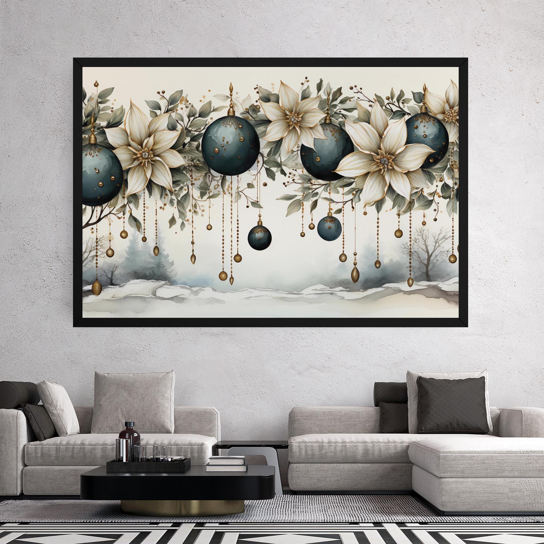 Leinwandbild Christmas Flowers Art mockup 2