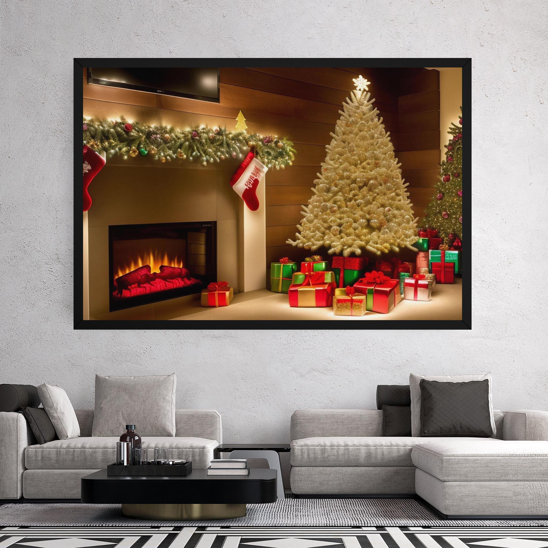 Leinwandbild Decorated Christmas Tree mockup 2