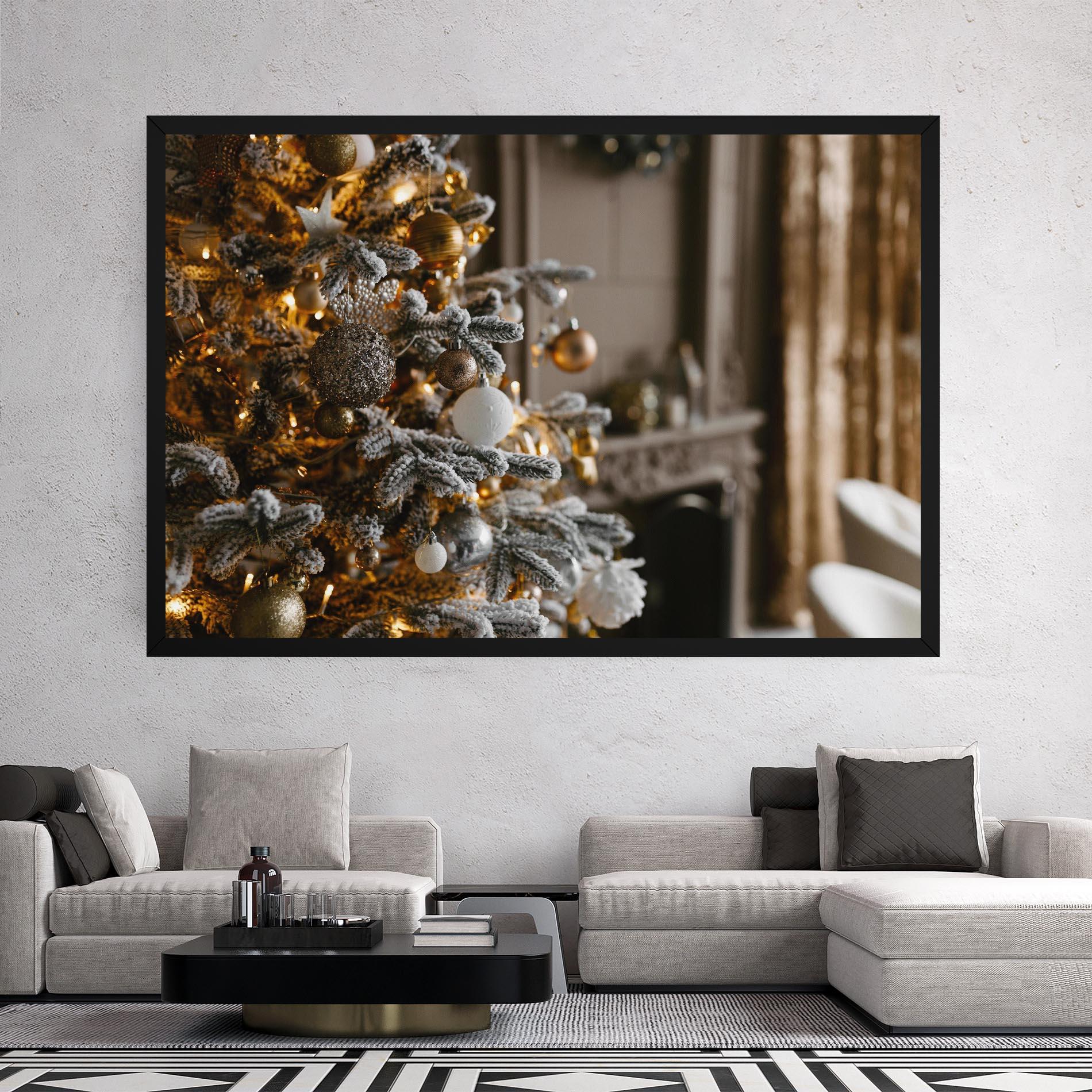 Leinwandbild Gold Christmas Decorations mockup 2