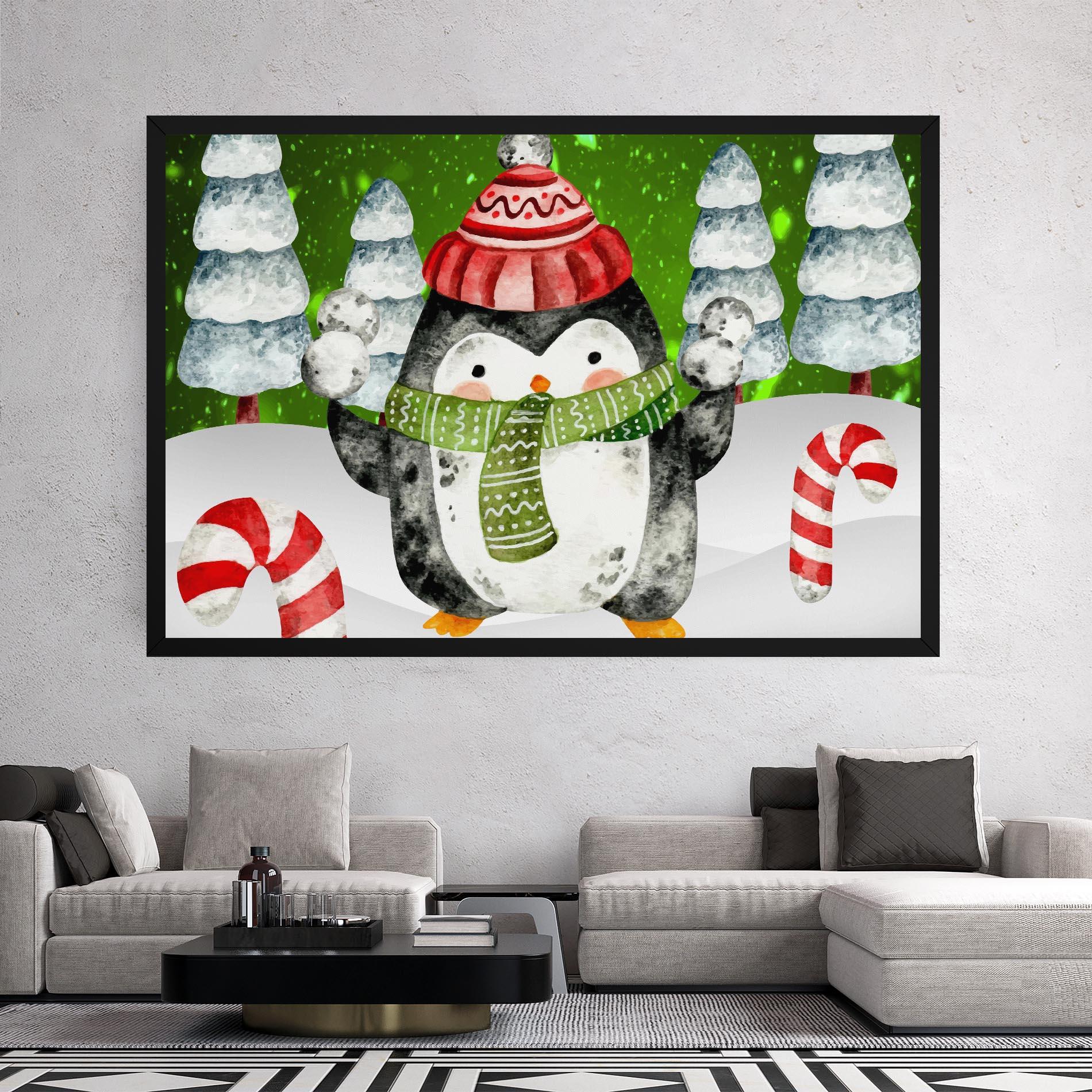 Leinwandbild Green Pinguin mockup 2