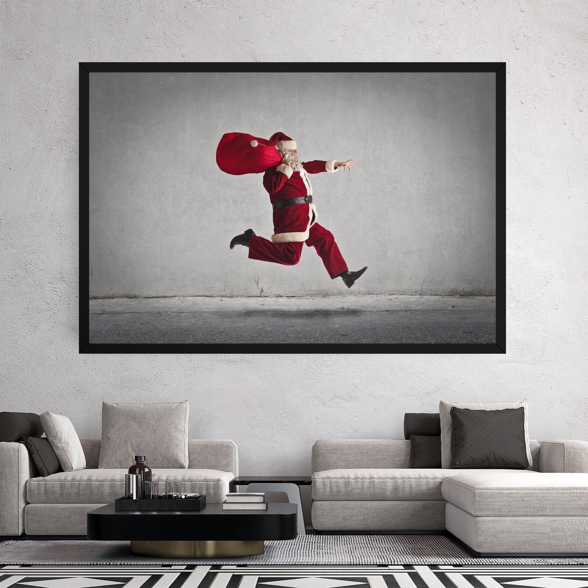 Leinwandbild Santa Claus Jumping mockup 2