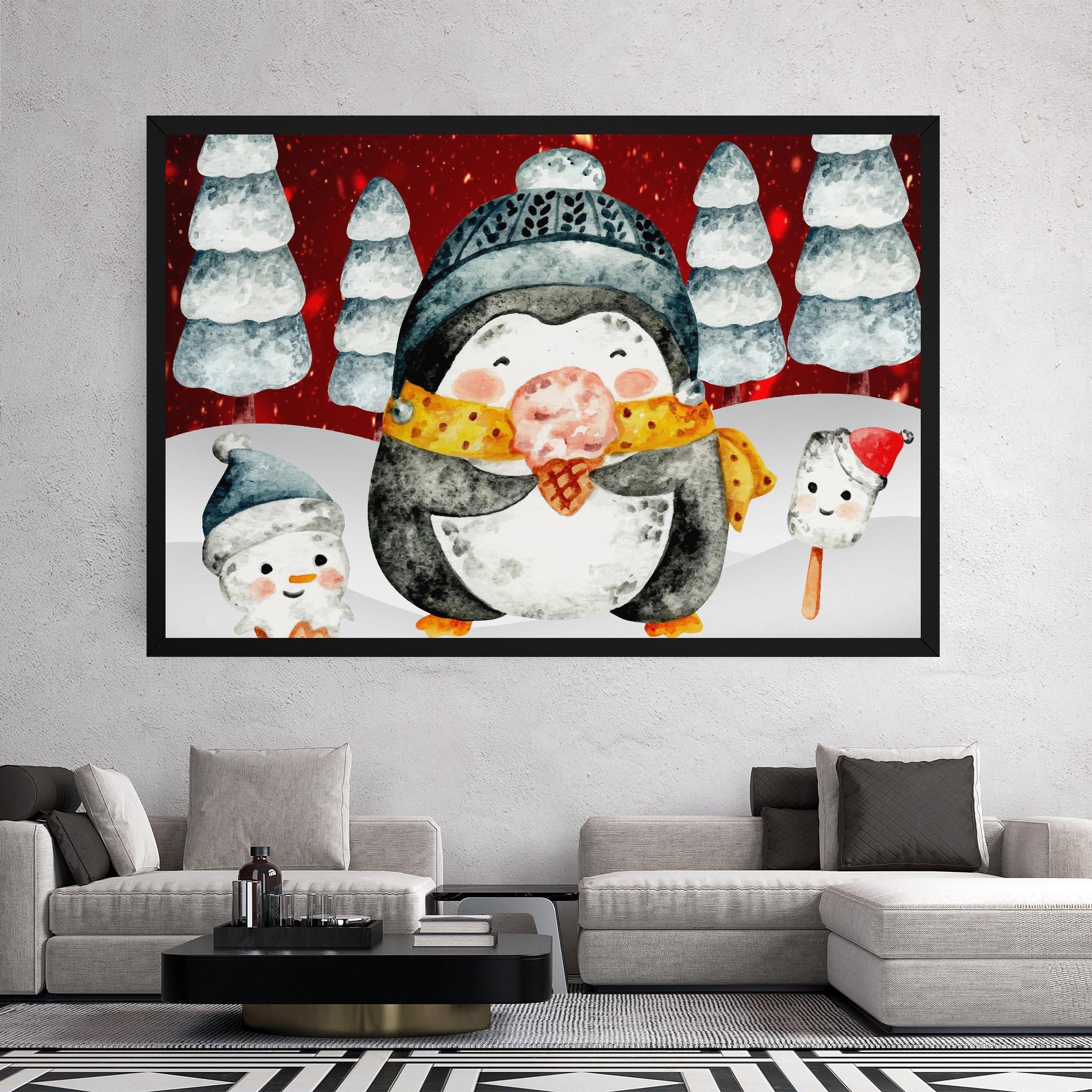 Leinwandbild Yellow Pinguin mockup 2