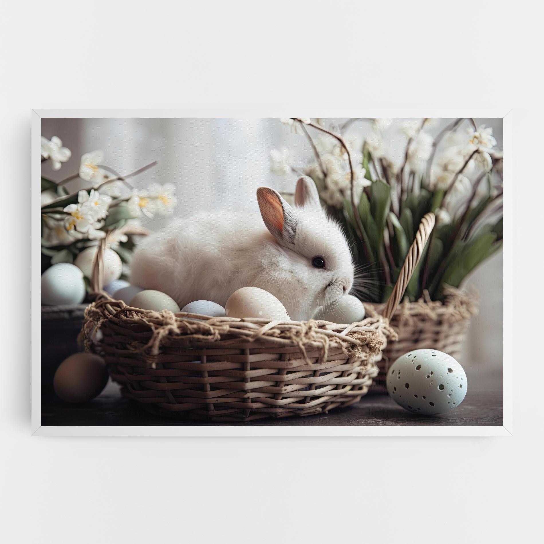 Leinwandbild Cute White Easter Eggs mockup 0