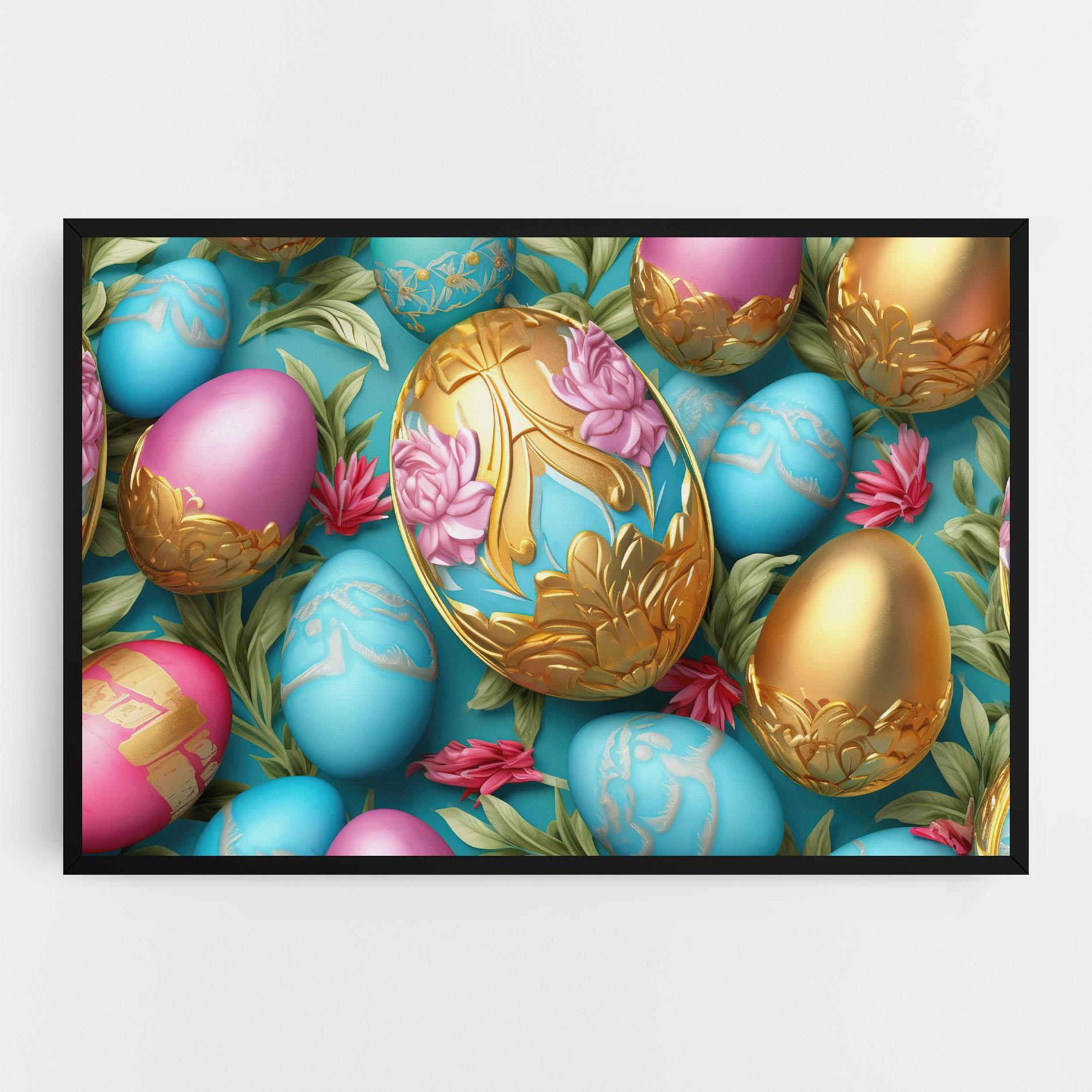 Leinwandbild Blue Pink Easter Egs mockup 0