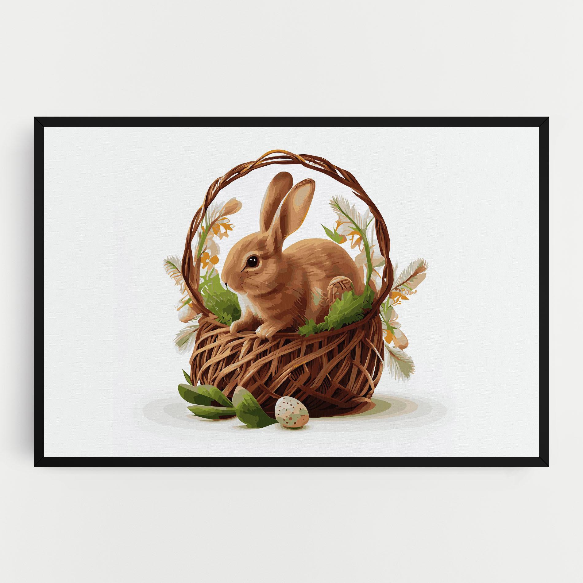 Leinwandbild Bunny In Basket mockup 0