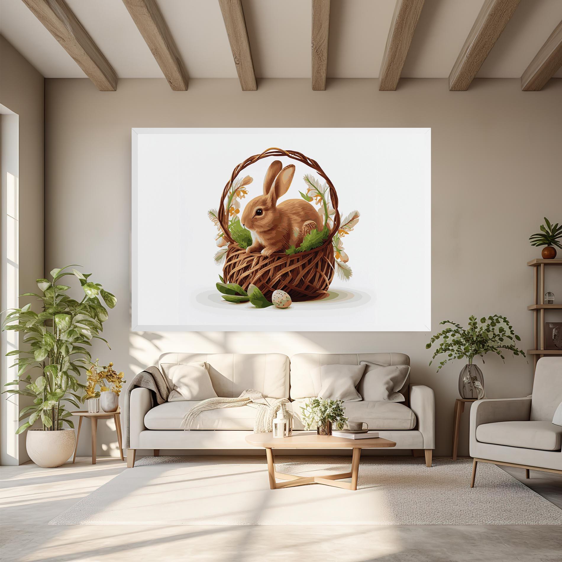 Leinwandbild Bunny In Basket mockup 6