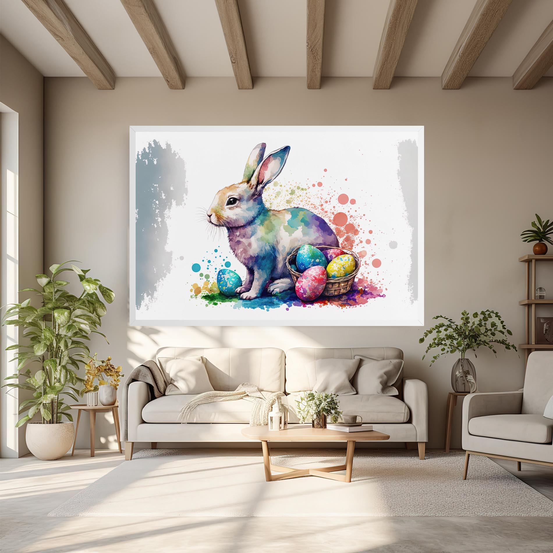 Leinwandbild Easter Bunny Watercolor mockup 6