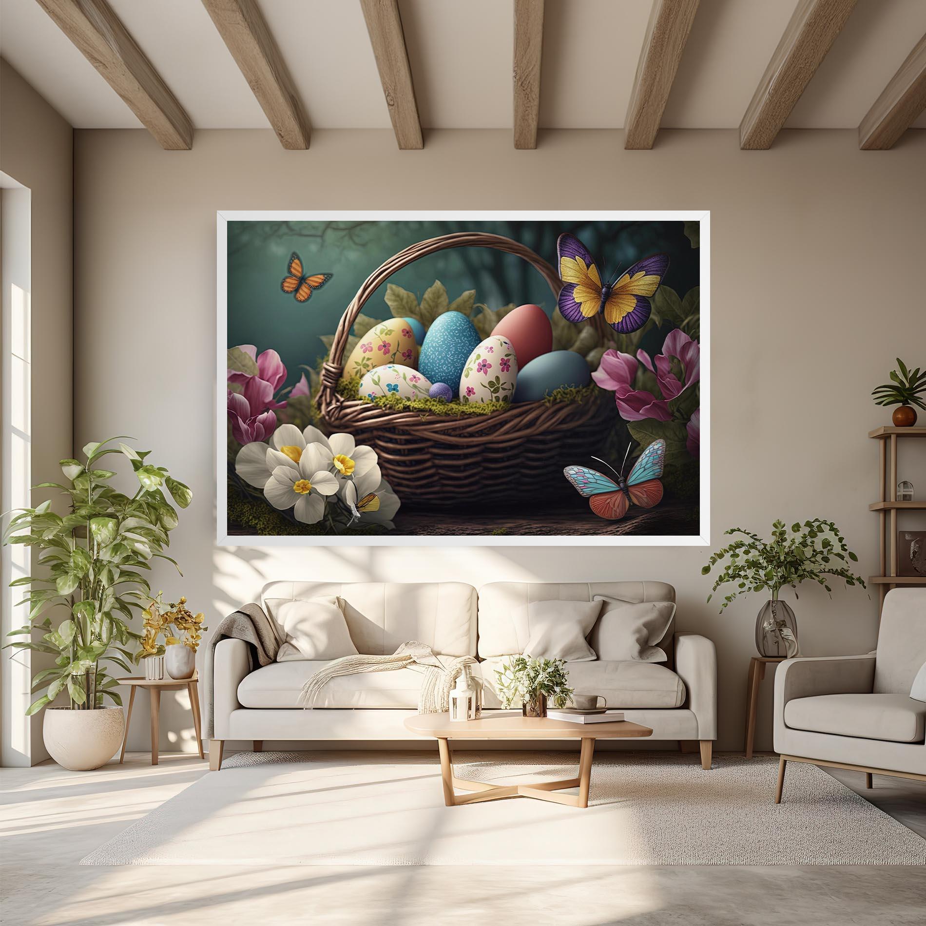 Leinwandbild Easter Eggs Butterfly mockup 6