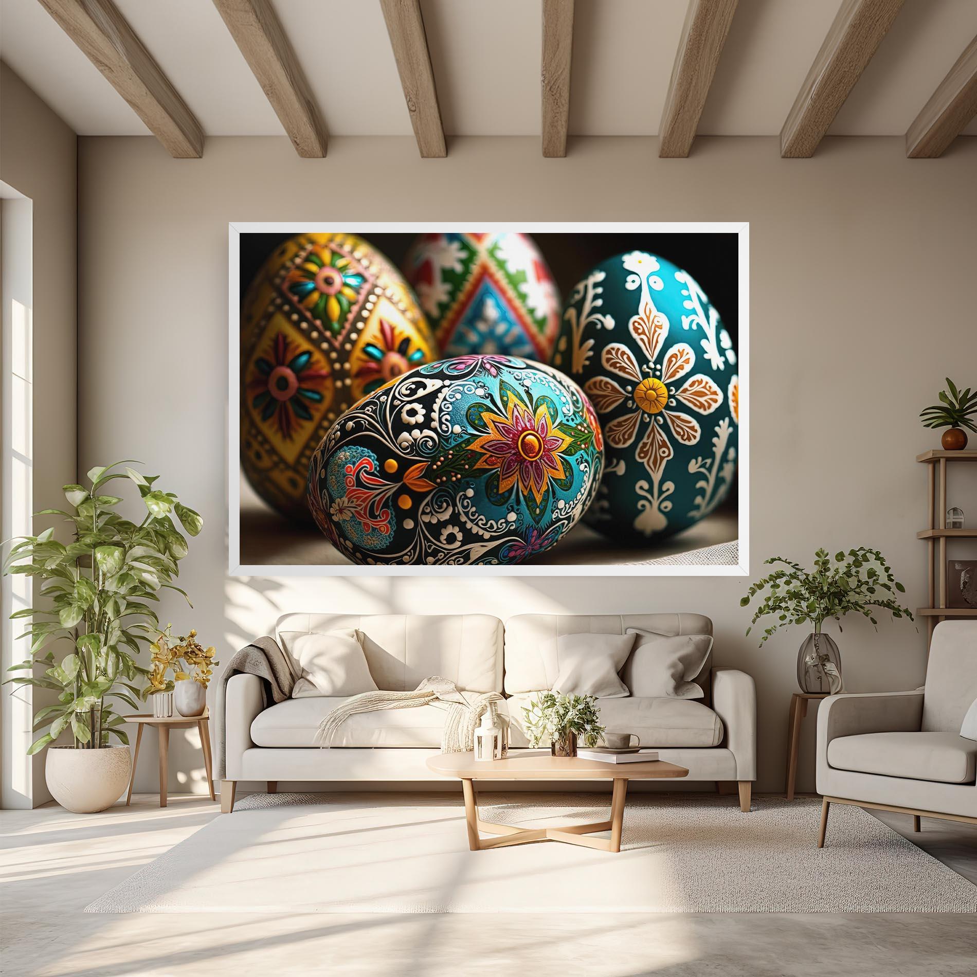 Leinwandbild Easter Eggs Ornament mockup 6