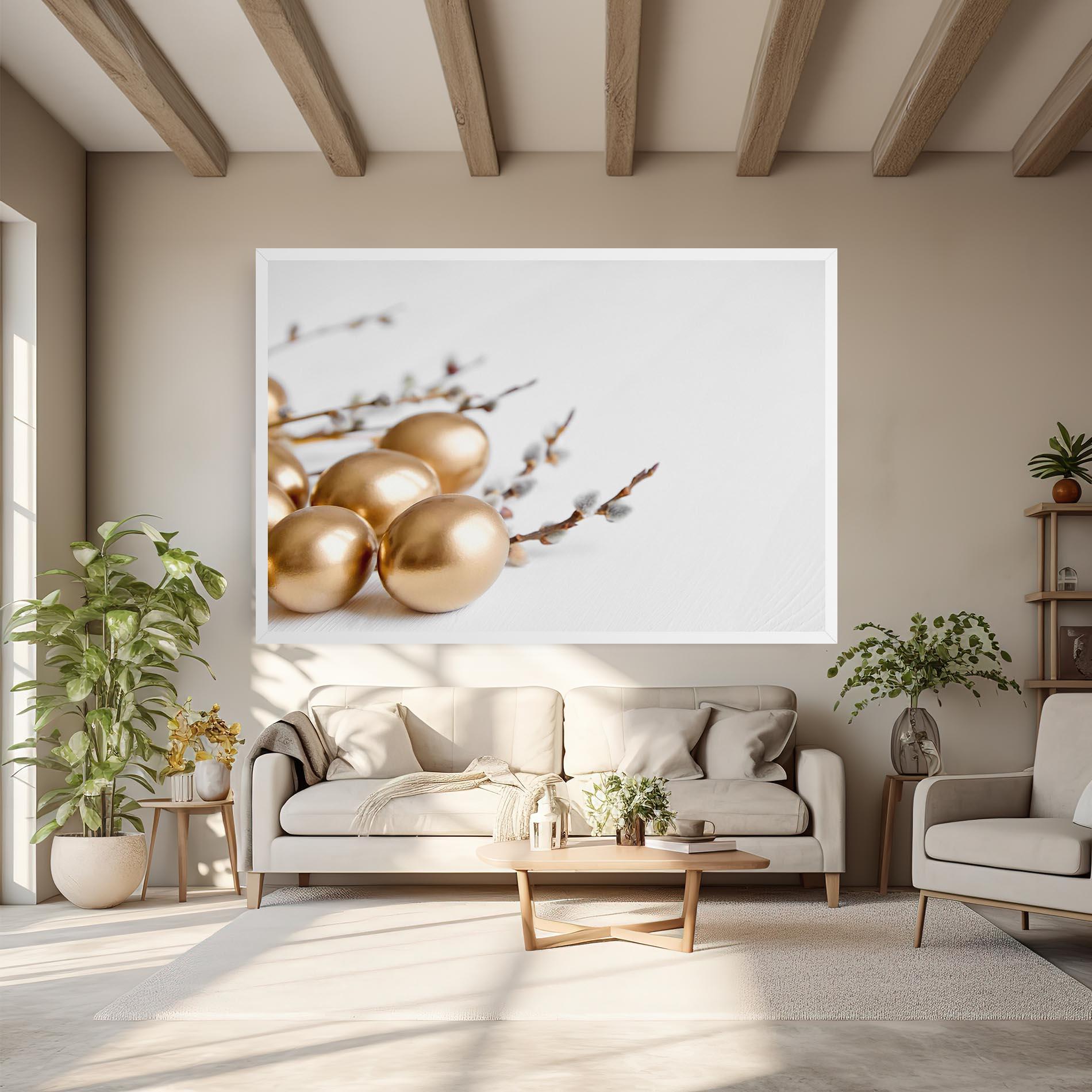 Leinwandbild Easter Gold Eggs mockup 6