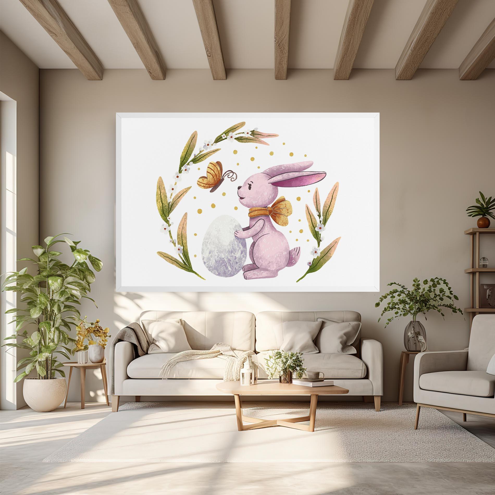 Leinwandbild Easter Pink Bunny mockup 6