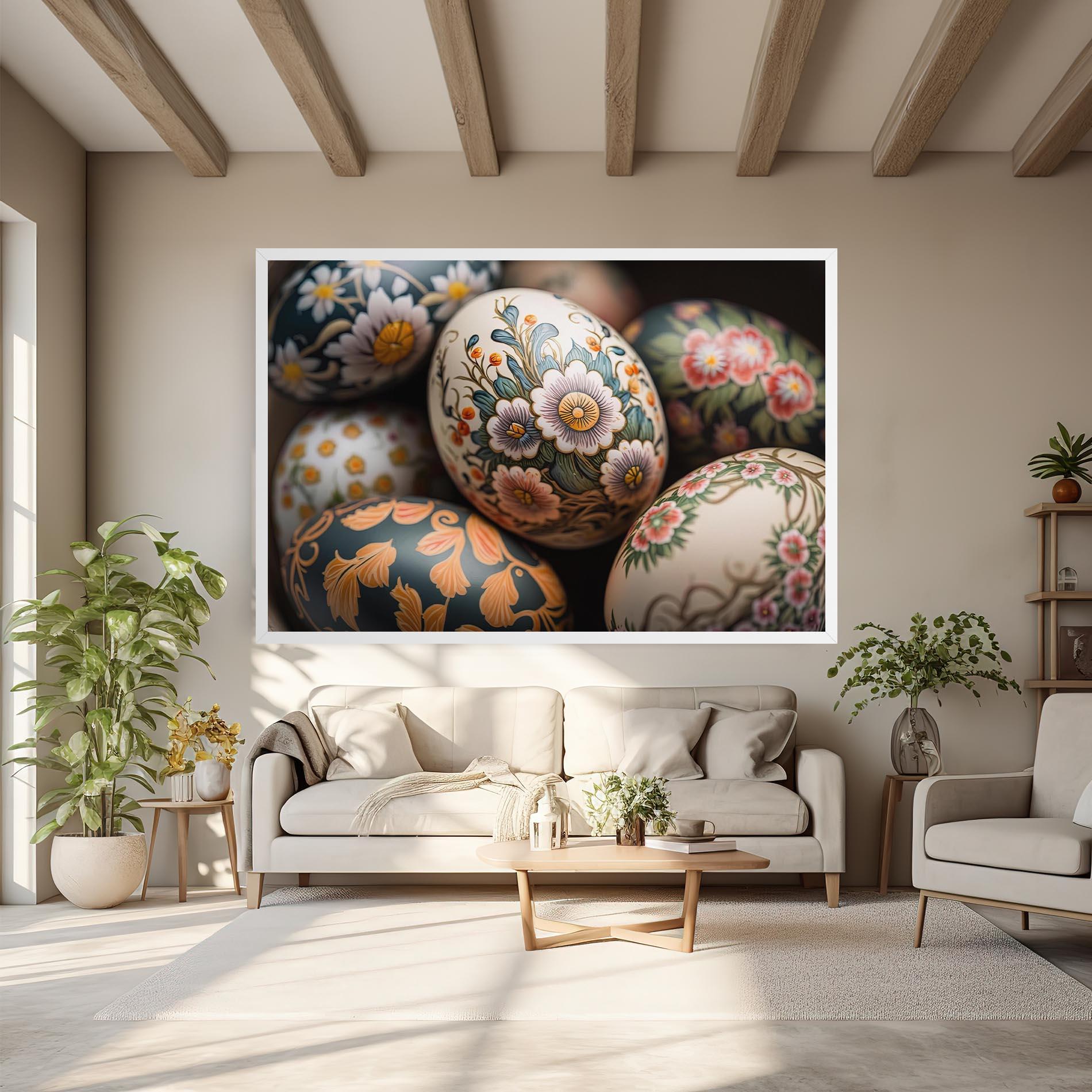 Leinwandbild Floral Painted Eggs mockup 6