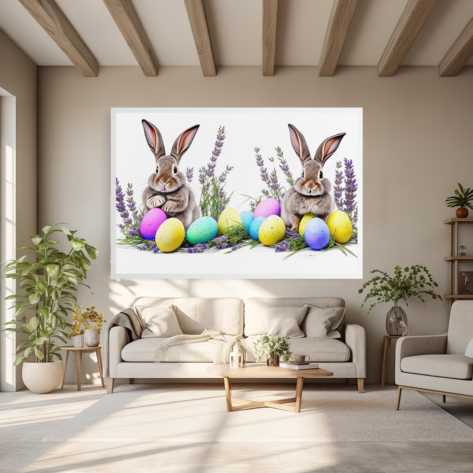 Leinwandbild Flowers Easter Bunny mockup 6