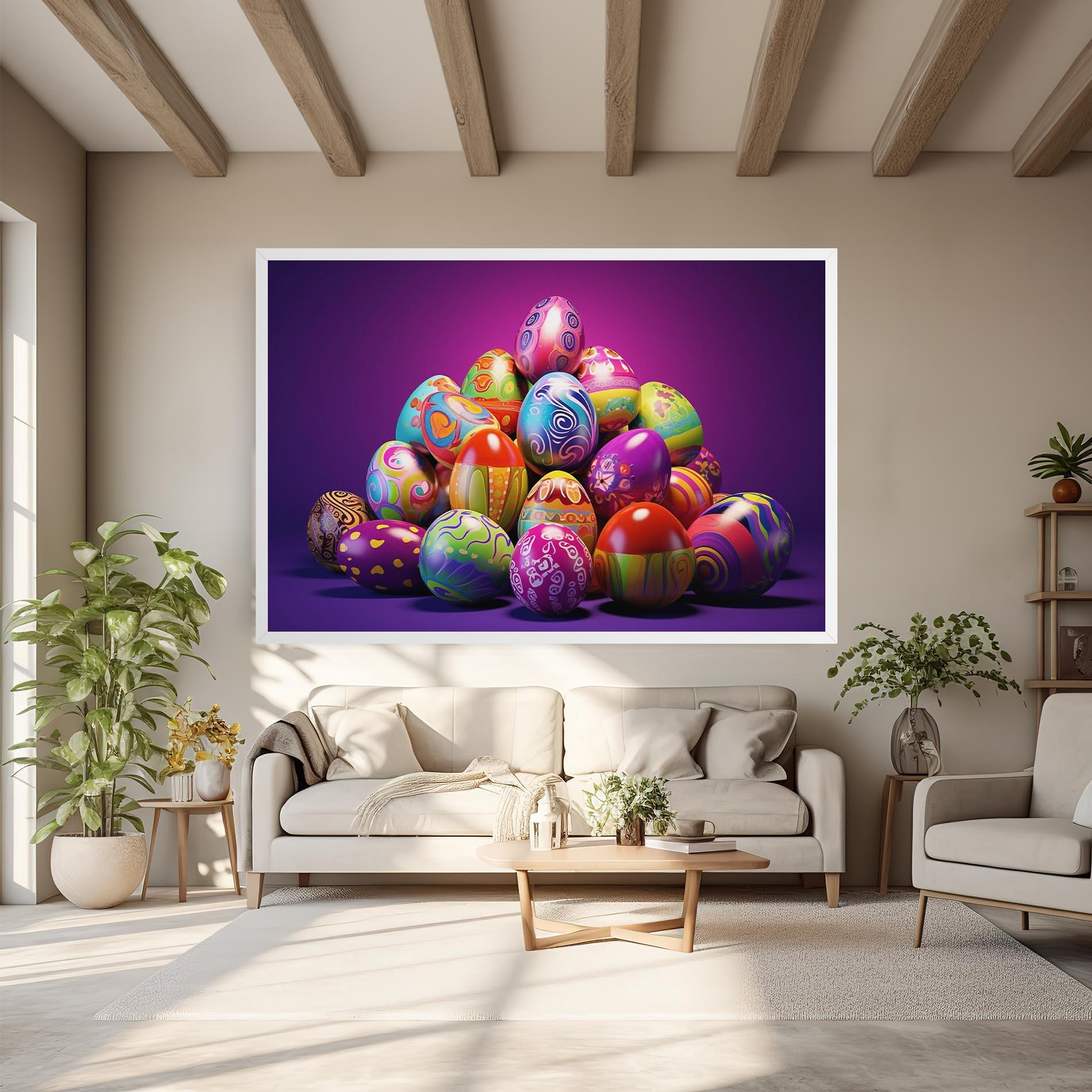 Leinwandbild Pile Colorful Eggs mockup 6