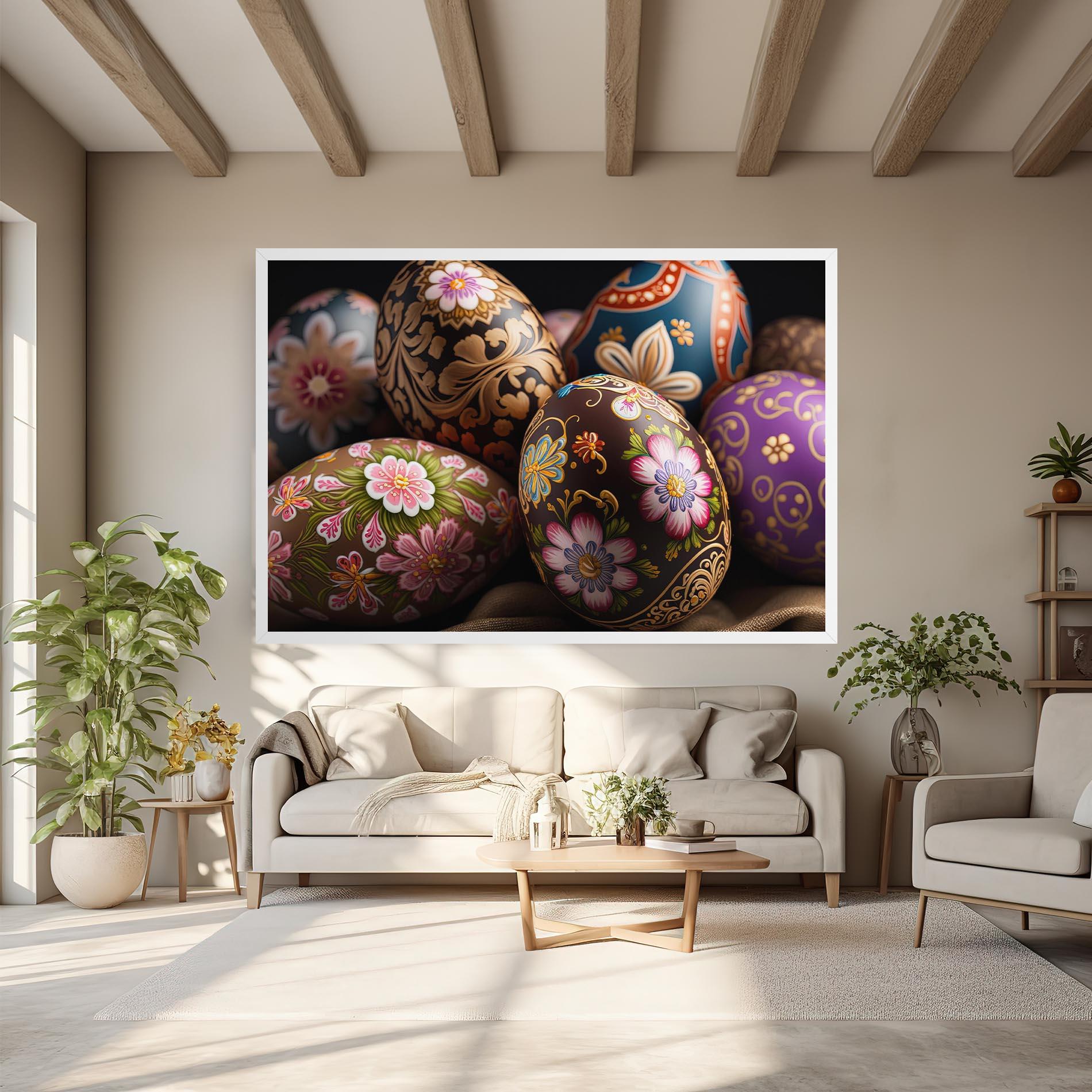 Leinwandbild Pretty Painted Eggs mockup 6