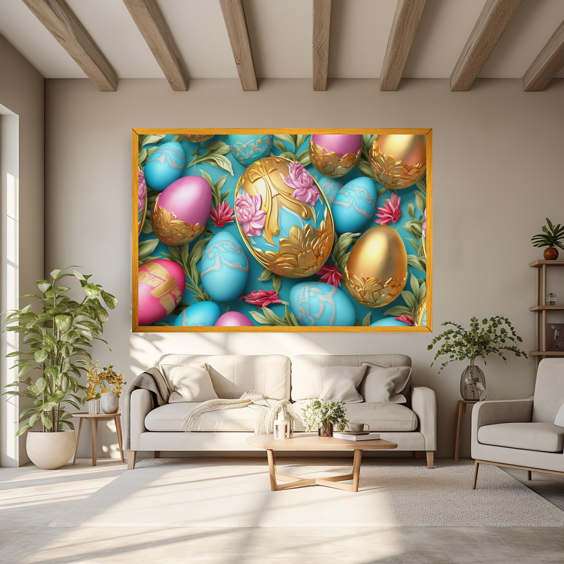 Leinwandbild Blue Pink Easter Egs mockup 6
