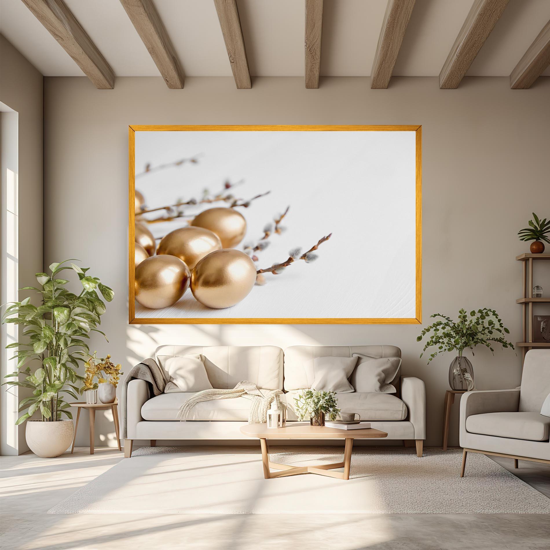 Leinwandbild Easter Gold Eggs mockup 6
