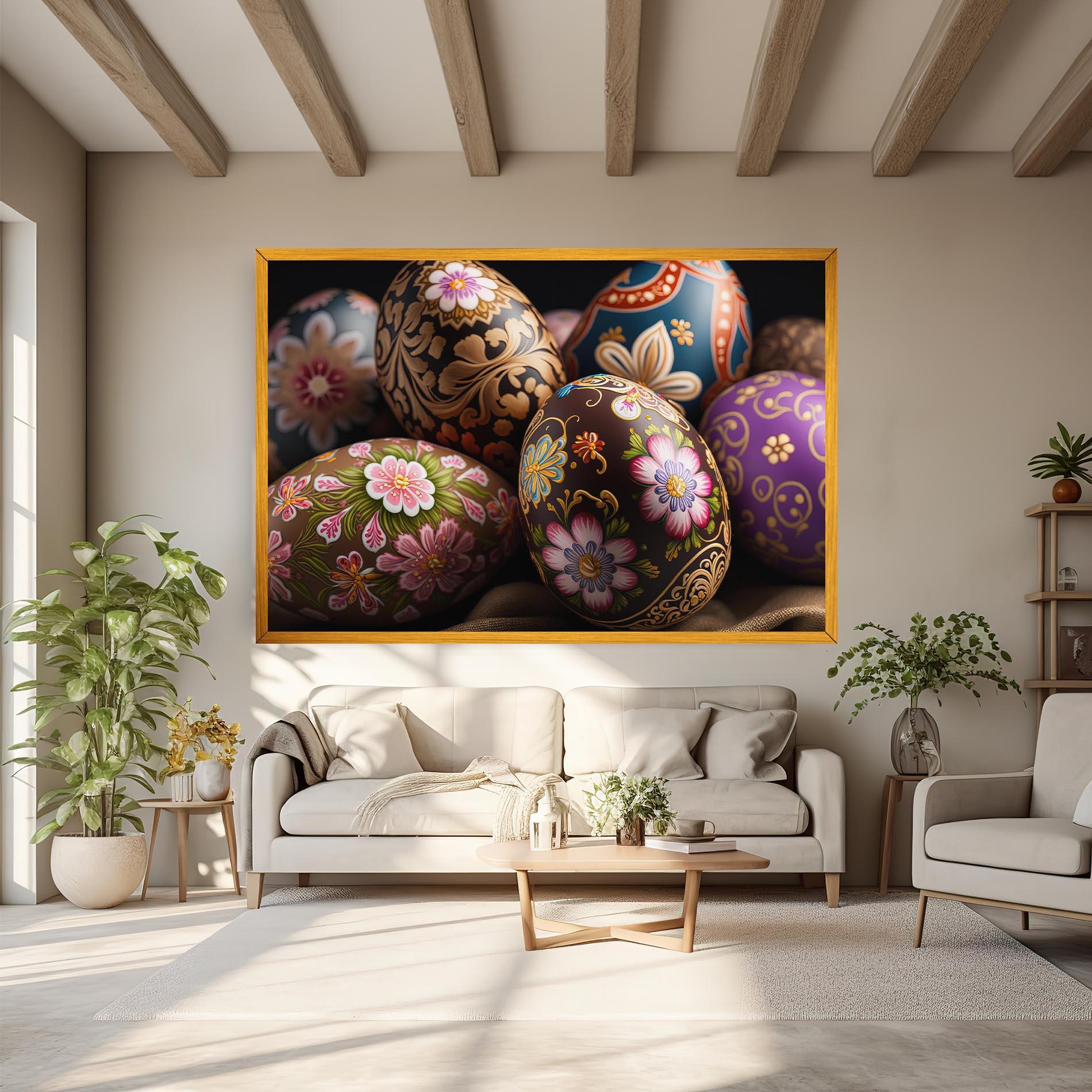 Leinwandbild Pretty Painted Eggs mockup 6