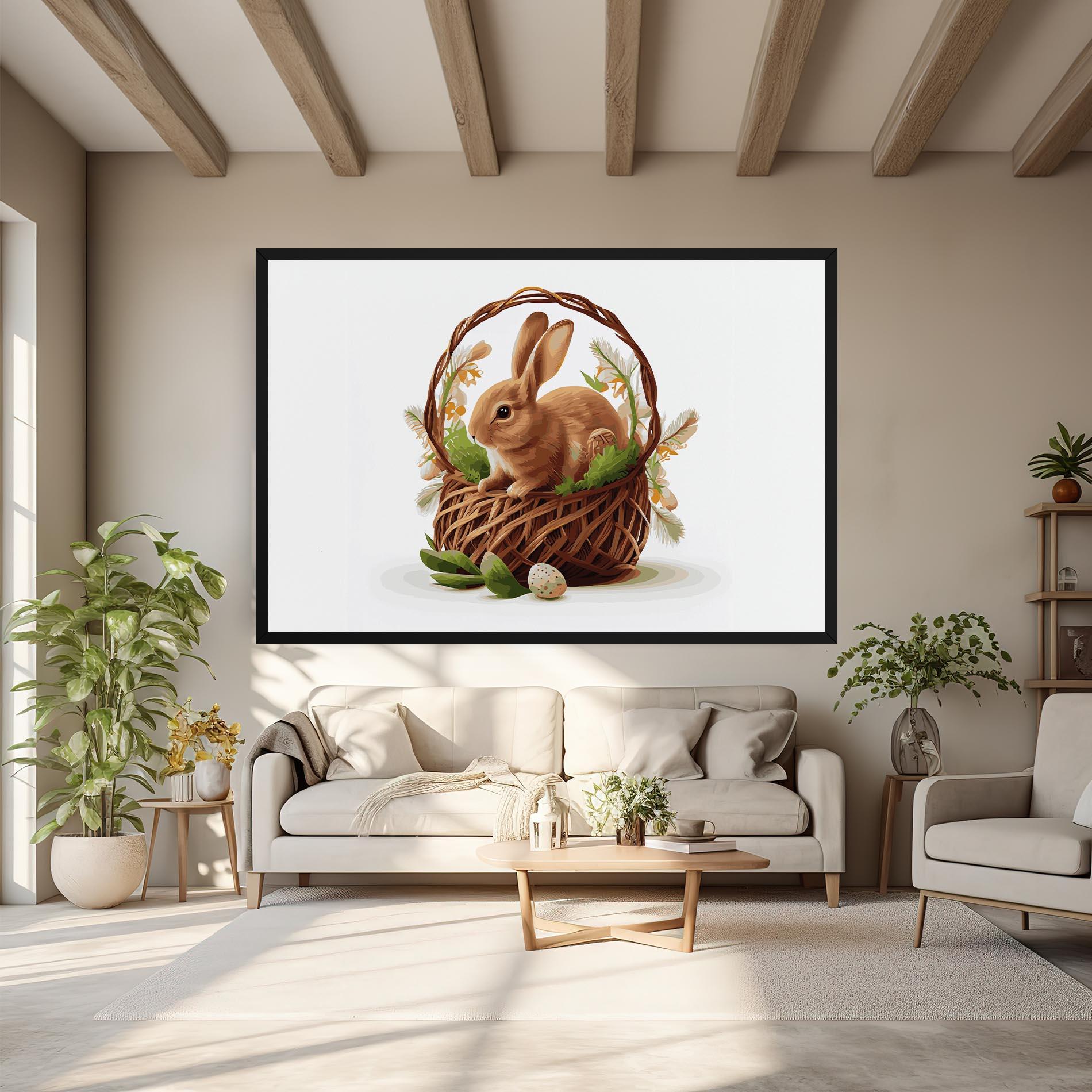 Leinwandbild Bunny In Basket mockup 6