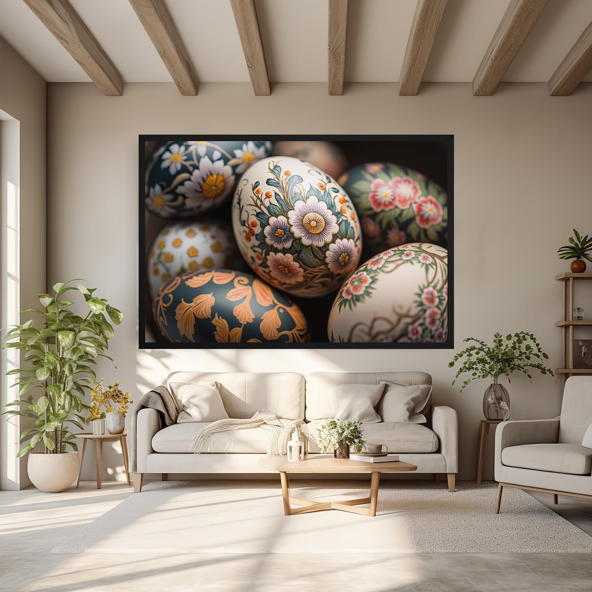 Leinwandbild Floral Painted Eggs mockup 6