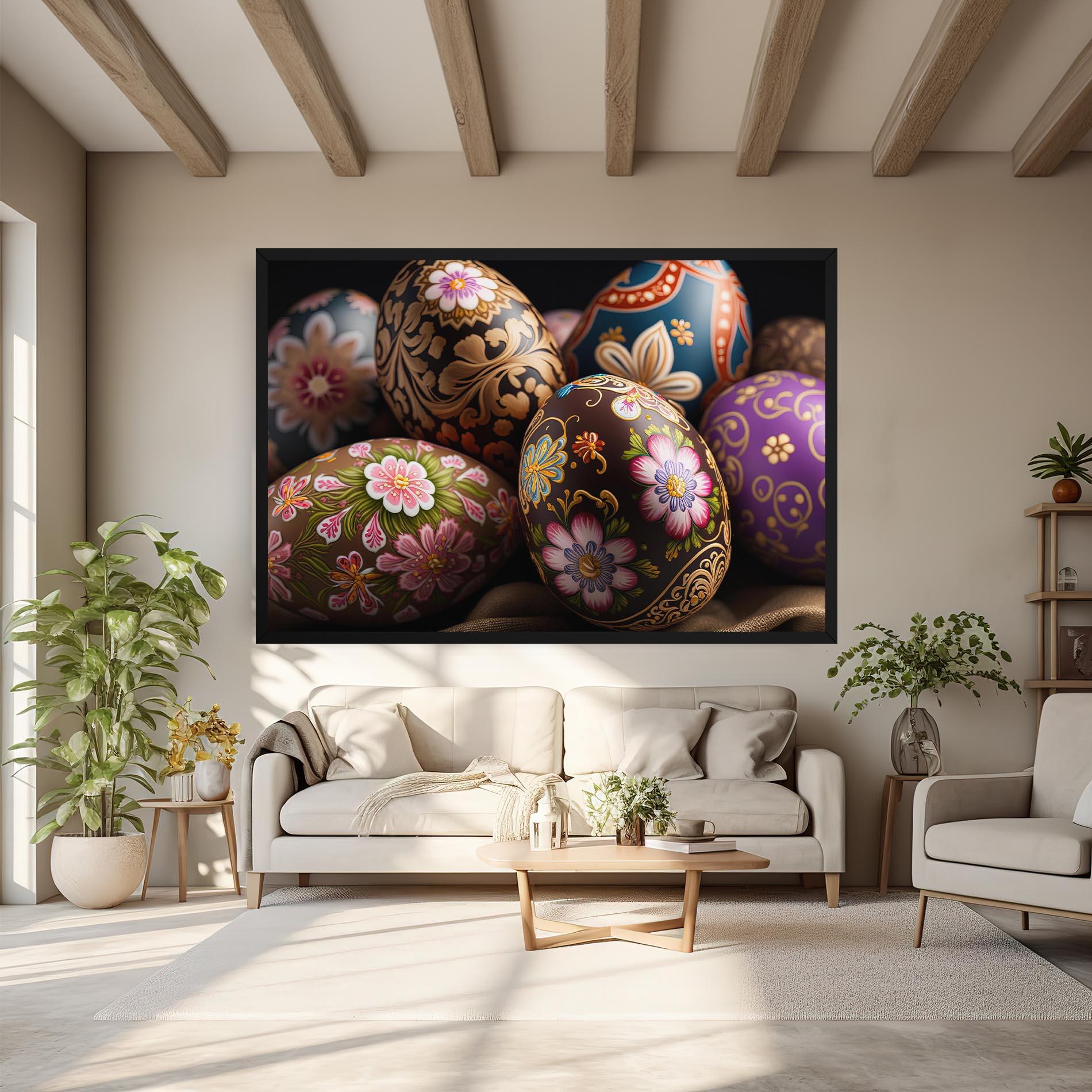 Leinwandbild Pretty Painted Eggs mockup 6