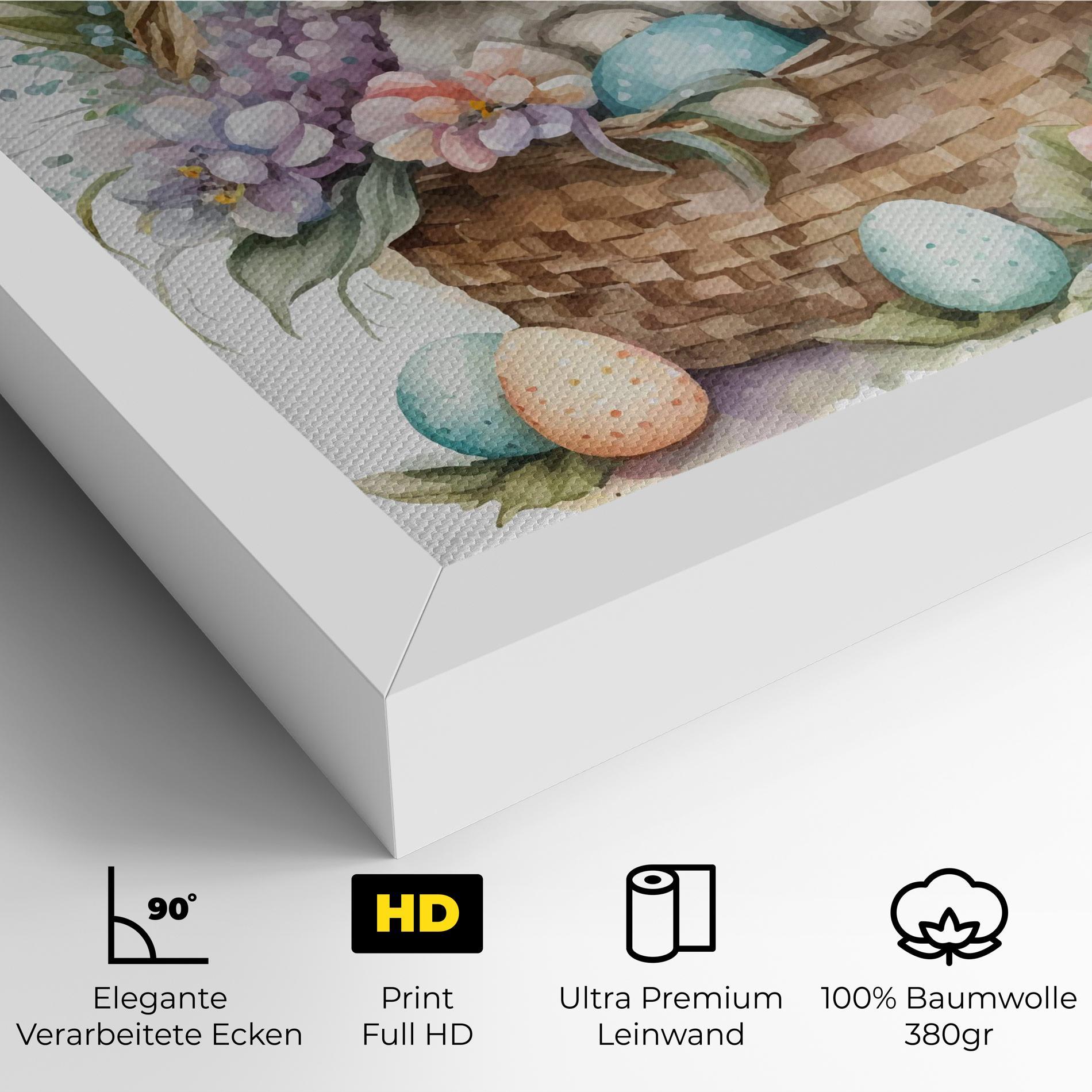 Leinwandbild Cute Bunny In Basket mockup 4