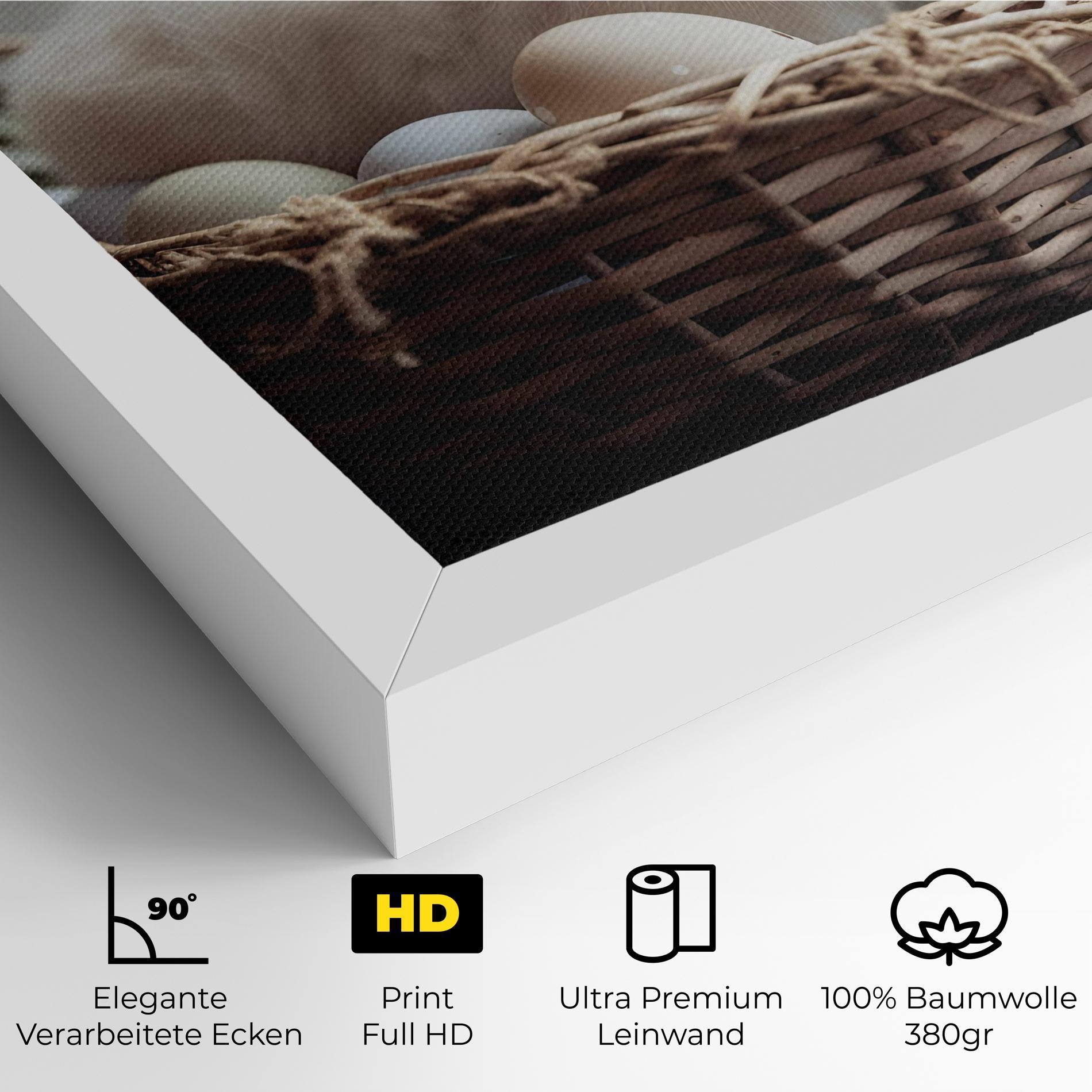 Leinwandbild Cute White Easter Eggs mockup 4