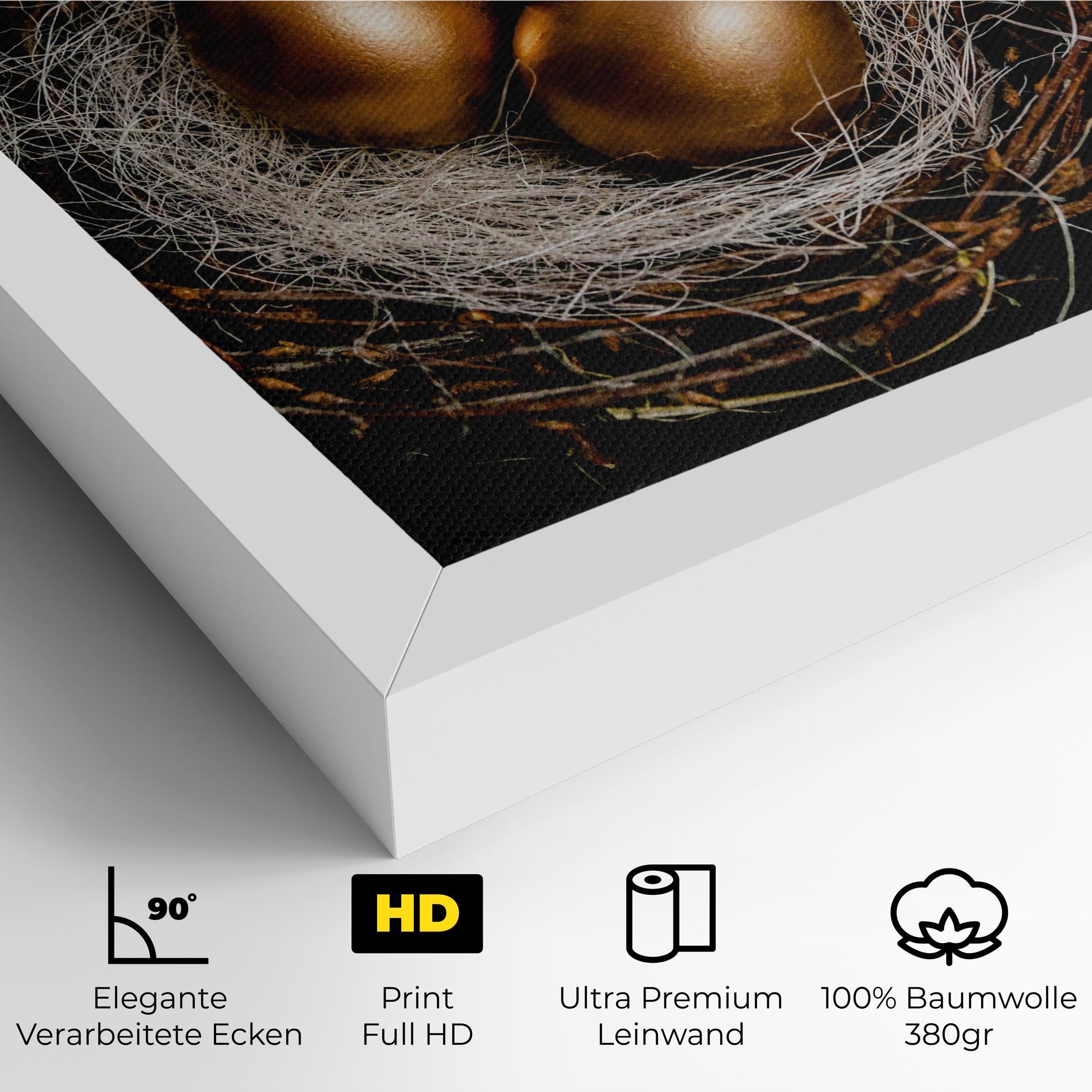 Leinwandbild Pretty Golden Easter Eggs mockup 4