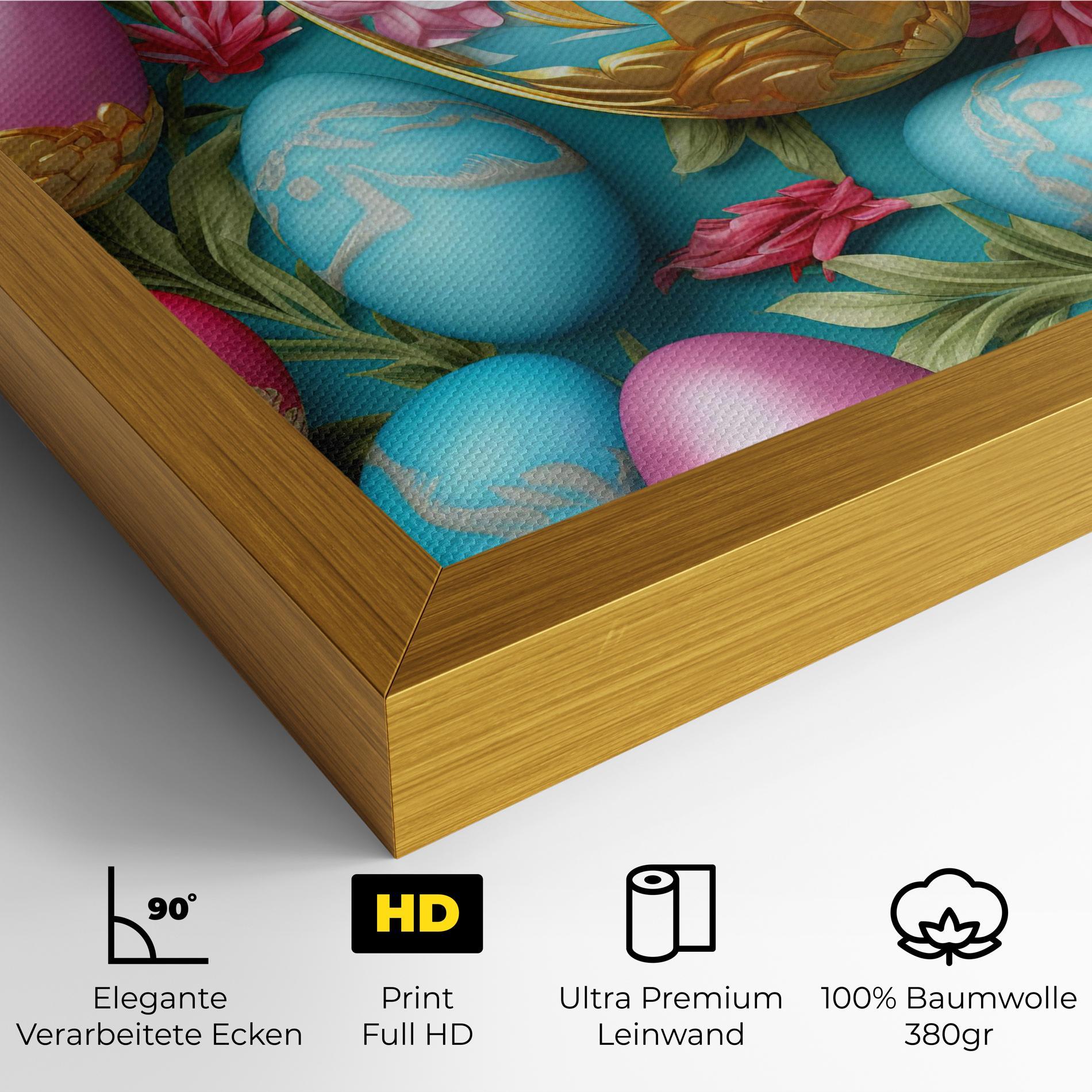 Leinwandbild Blue Pink Easter Egs mockup 4