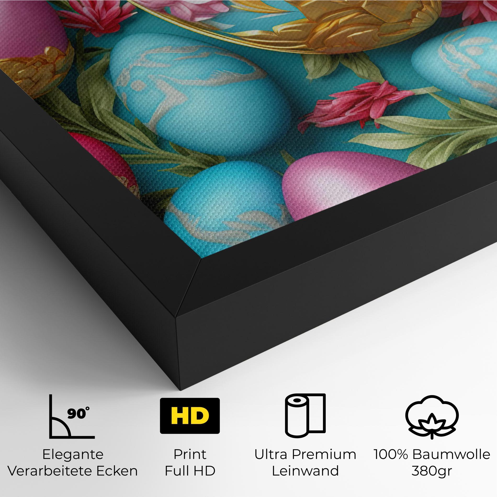 Leinwandbild Blue Pink Easter Egs mockup 4