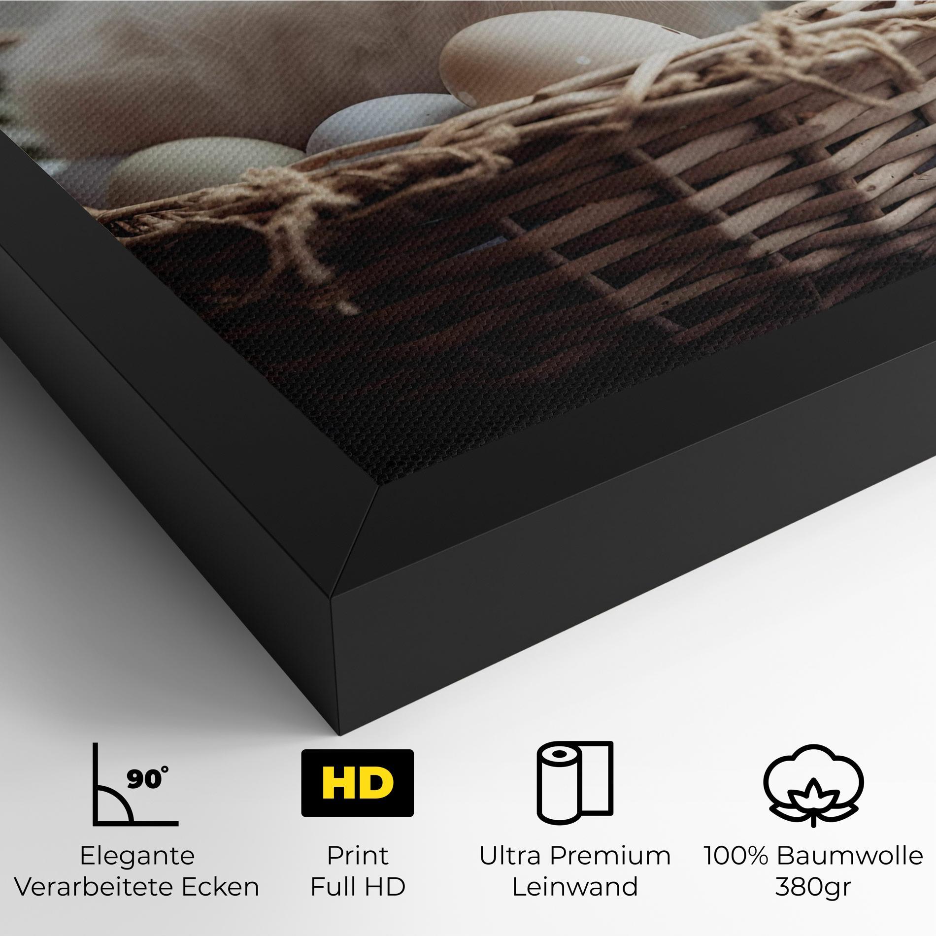 Leinwandbild Cute White Easter Eggs mockup 4