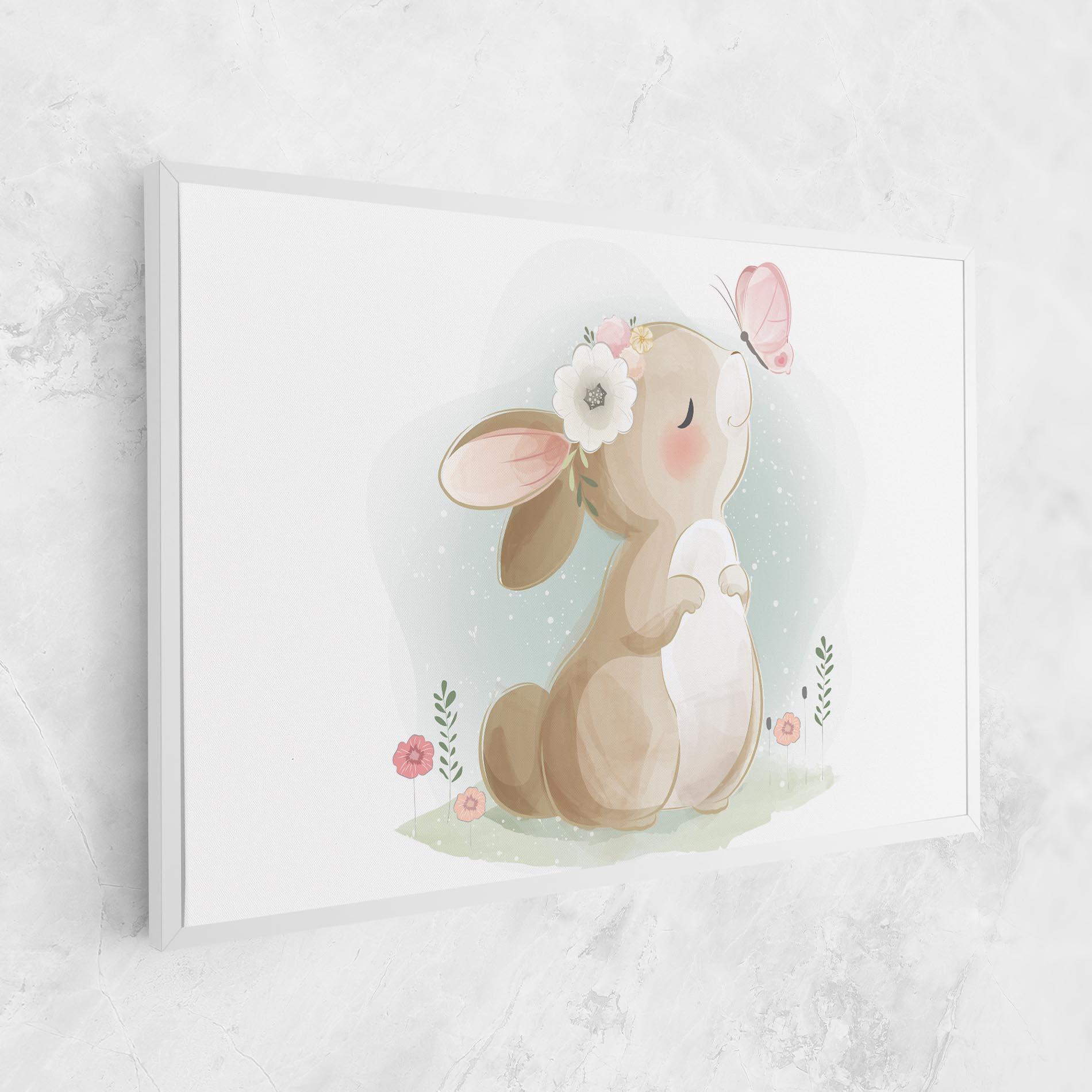 Leinwandbild Butterfly On Bunny Nose mockup 1