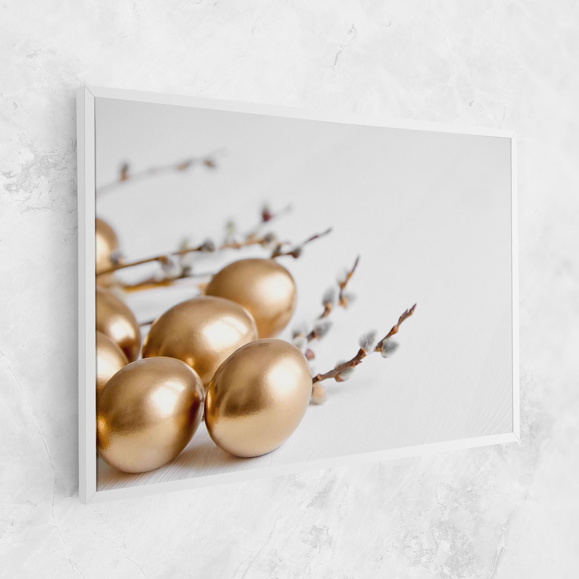 Leinwandbild Easter Gold Eggs mockup 1