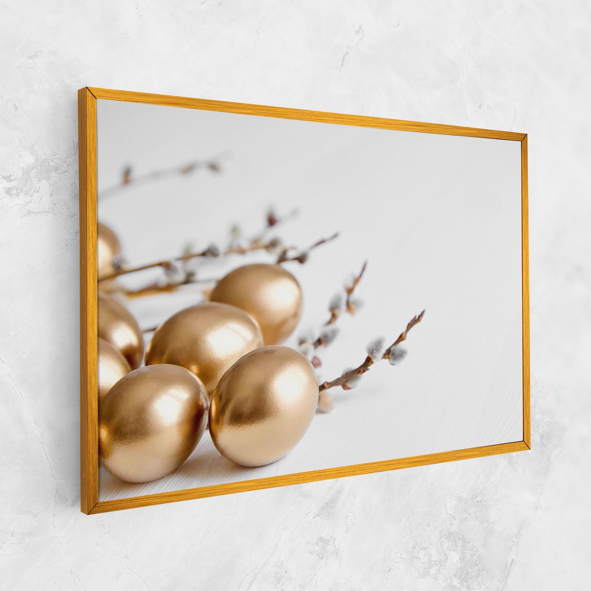Leinwandbild Easter Gold Eggs mockup 1