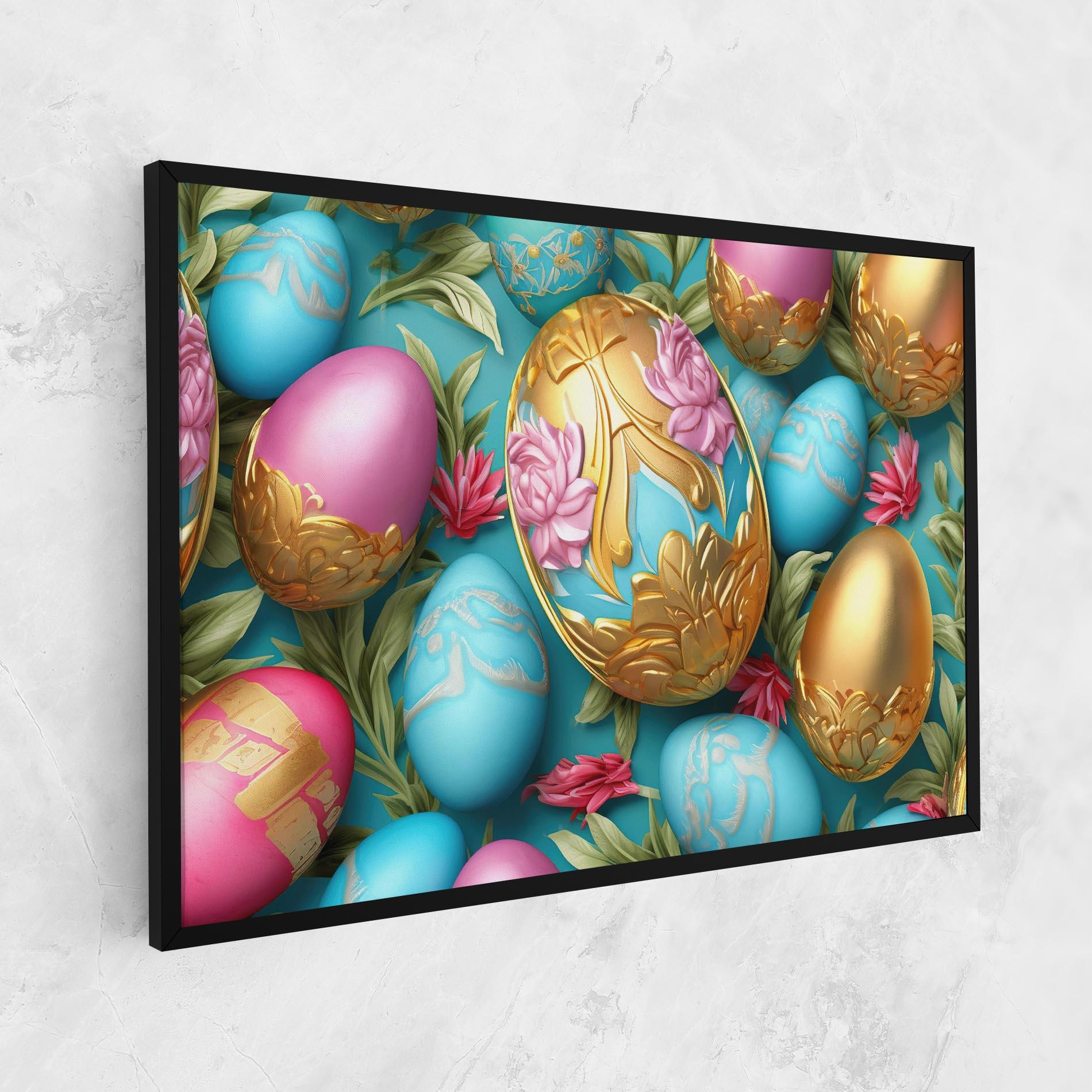Leinwandbild Blue Pink Easter Egs mockup 1
