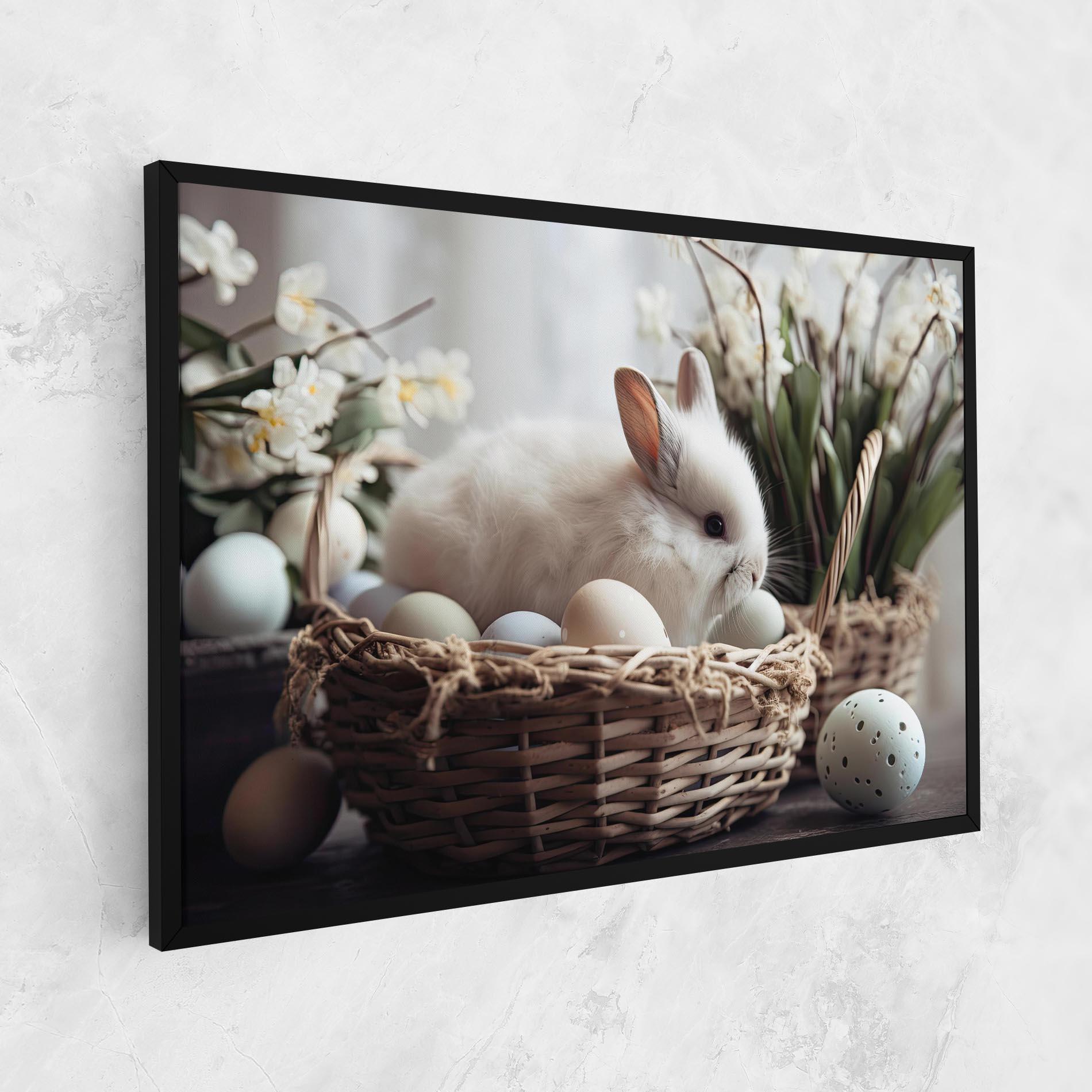 Leinwandbild Cute White Easter Eggs mockup 1