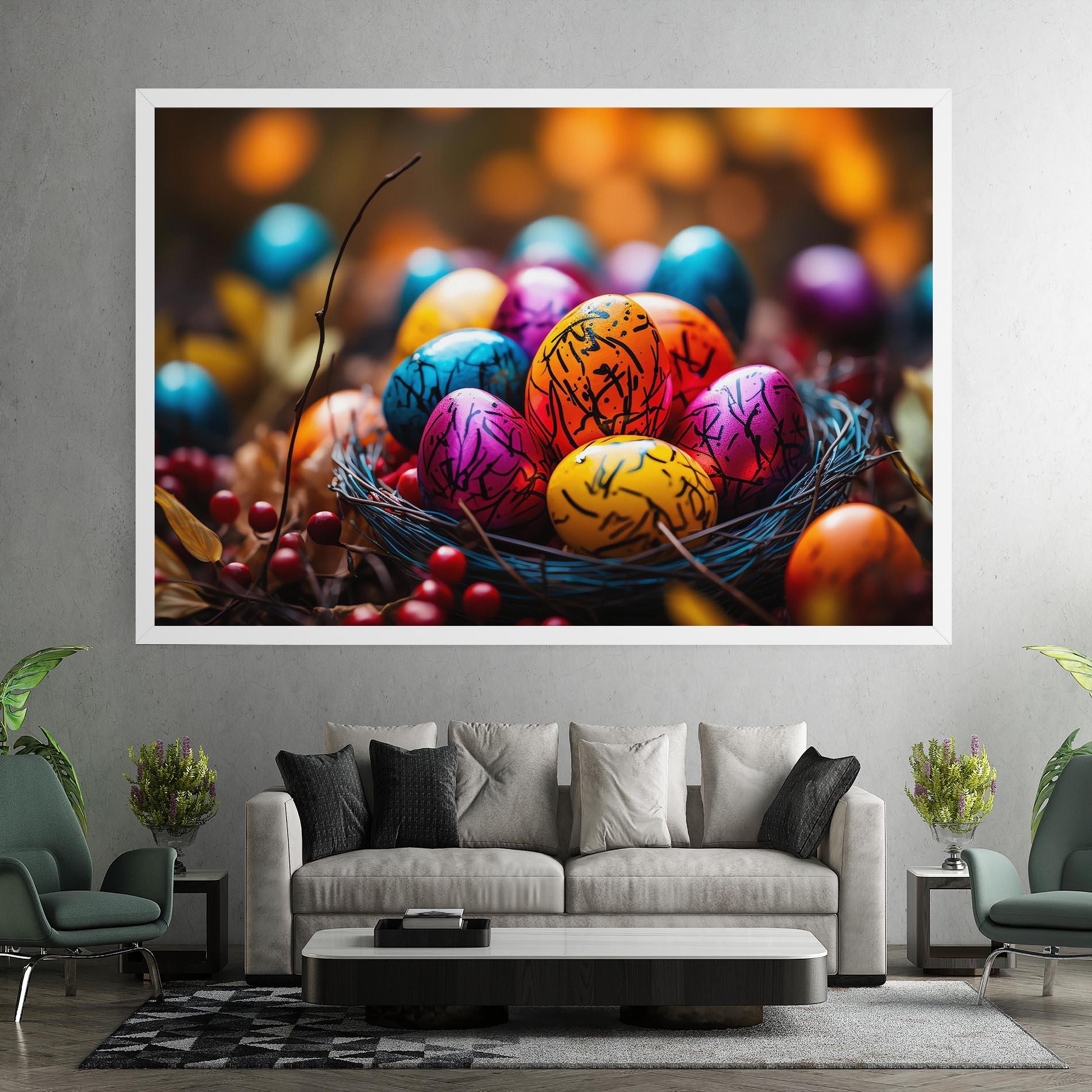 Leinwandbild Colorful Easter Eggs mockup 7