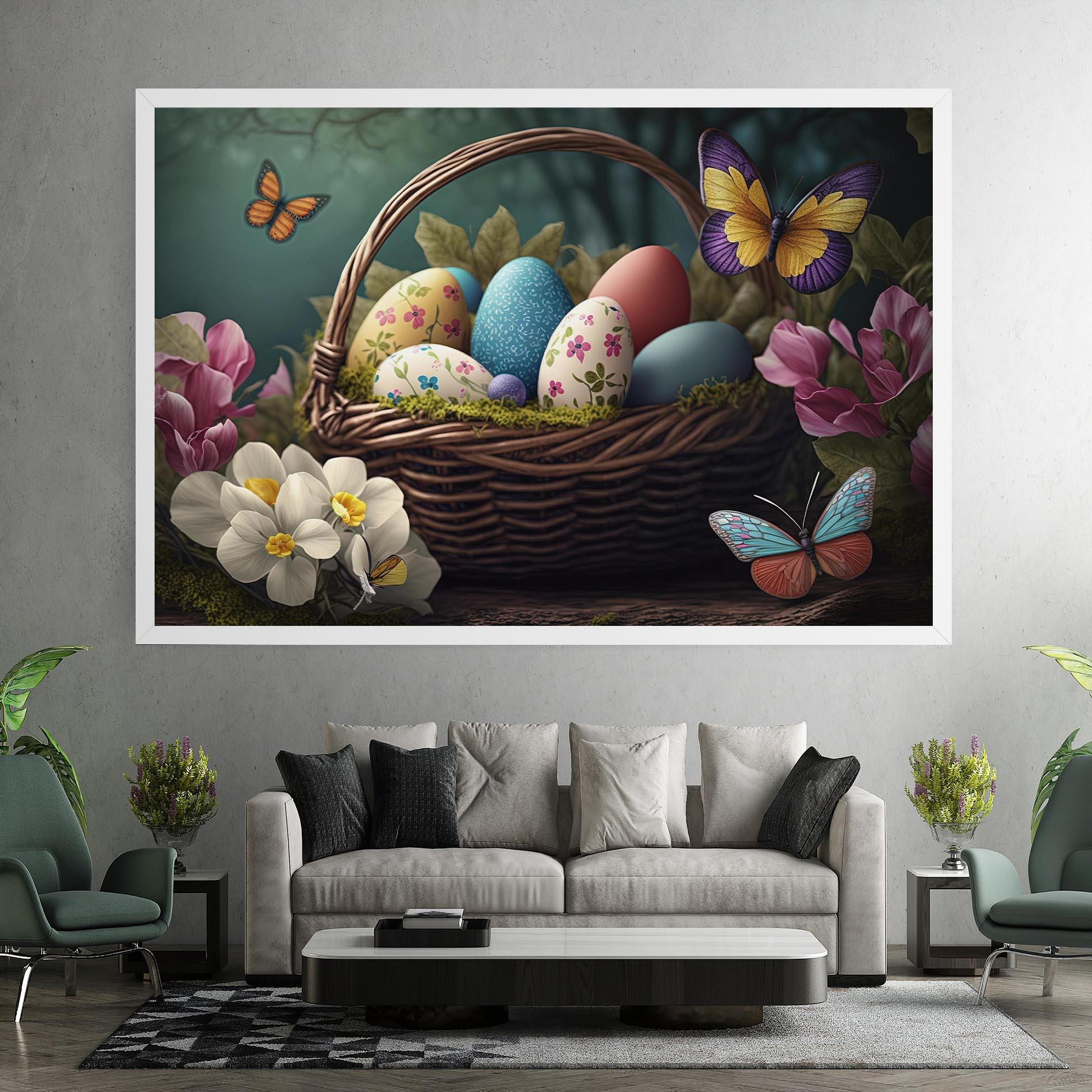 Leinwandbild Easter Eggs Butterfly mockup 7