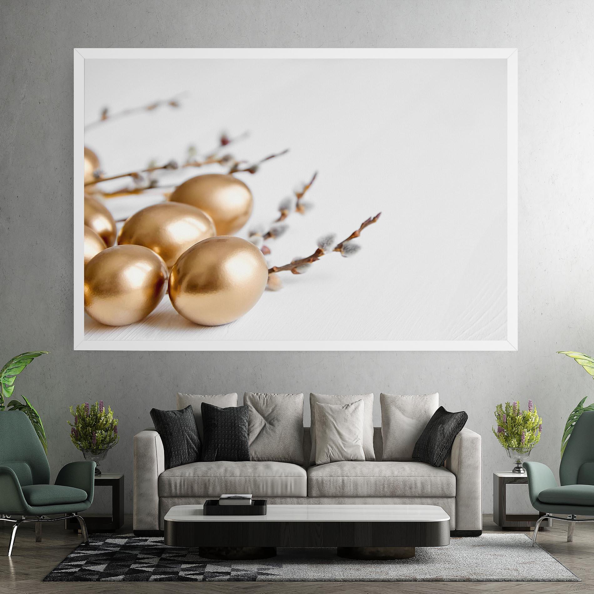 Leinwandbild Easter Gold Eggs mockup 7