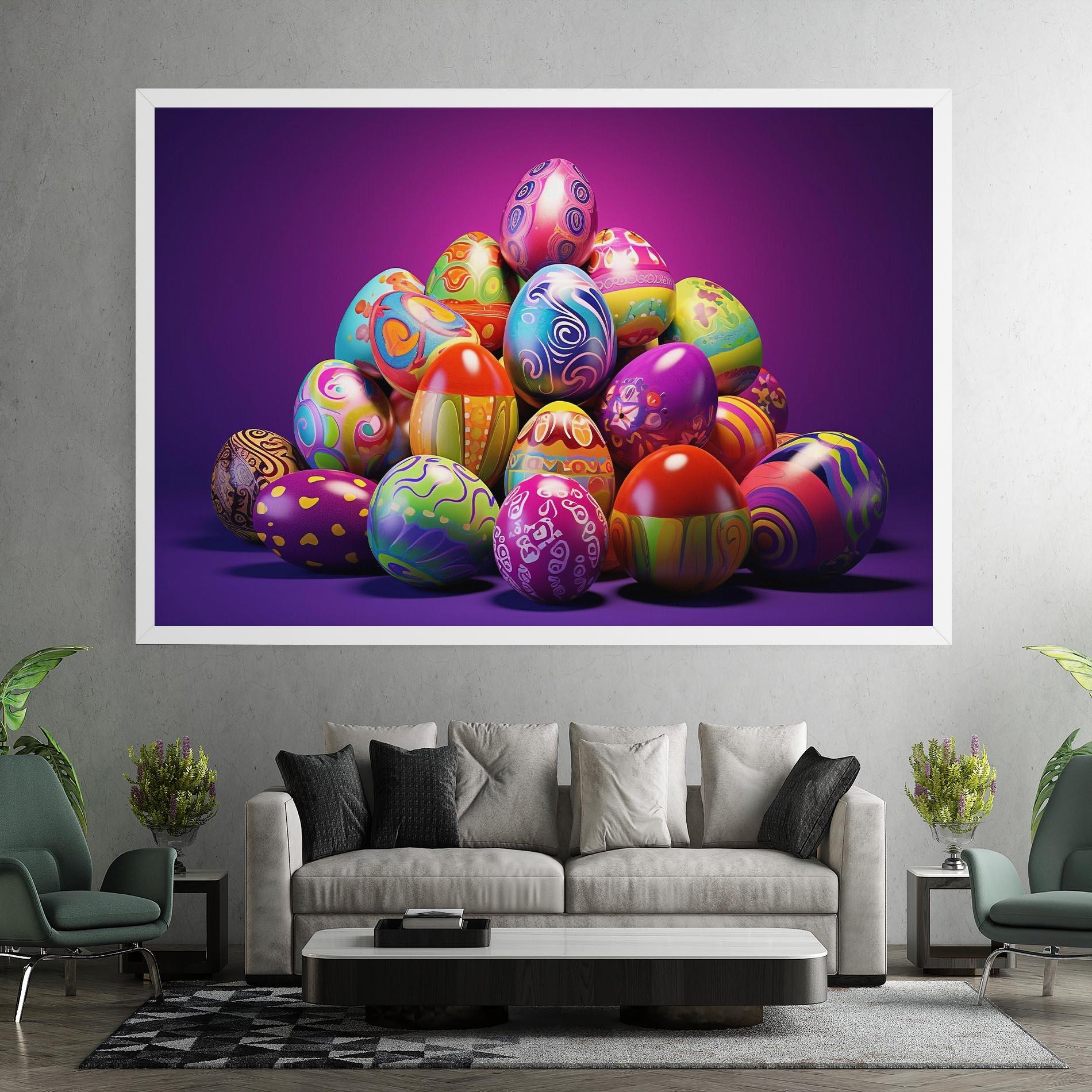 Leinwandbild Pile Colorful Eggs mockup 7